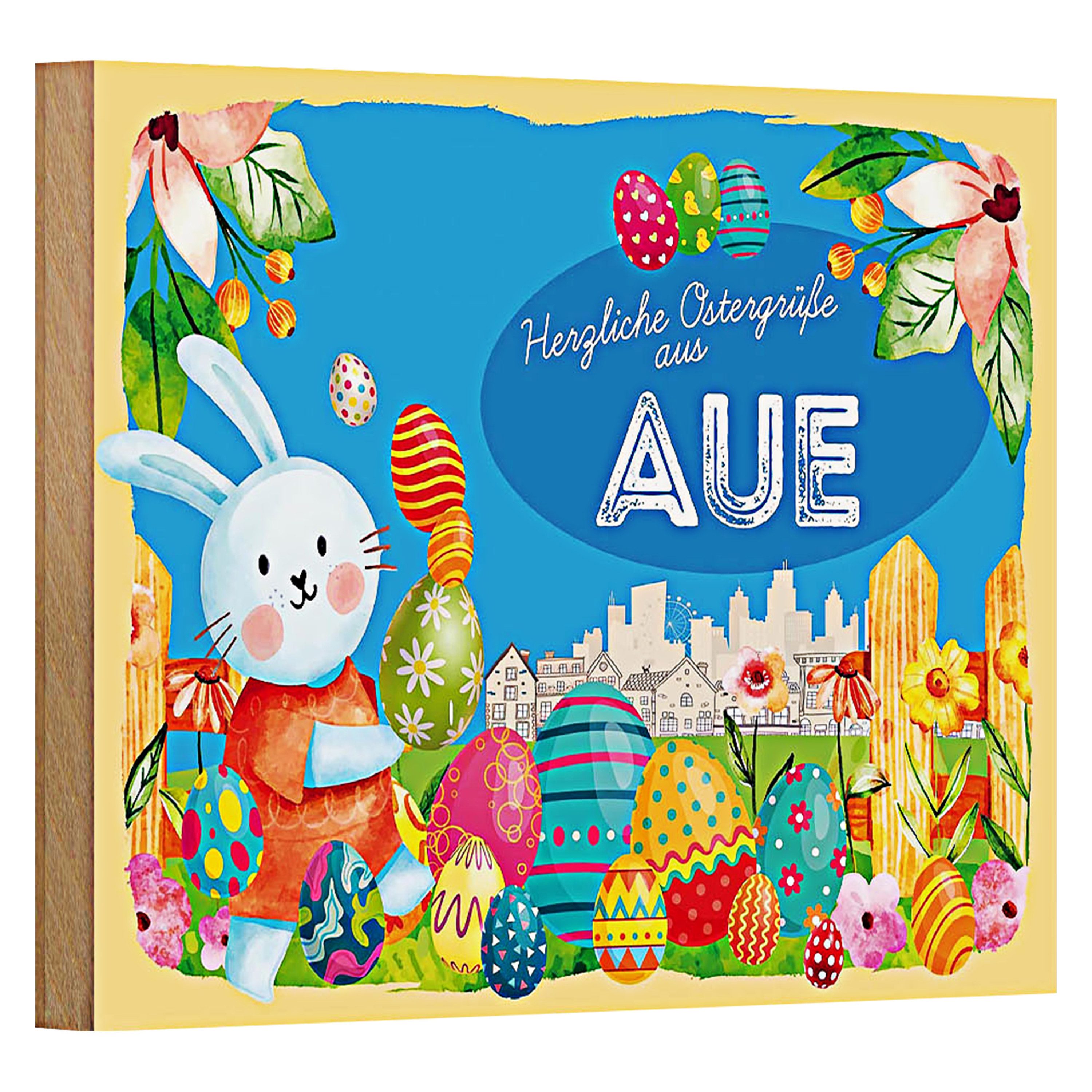 Roomando Holzbild Ostern Ostergrüße 18x12cm AUE