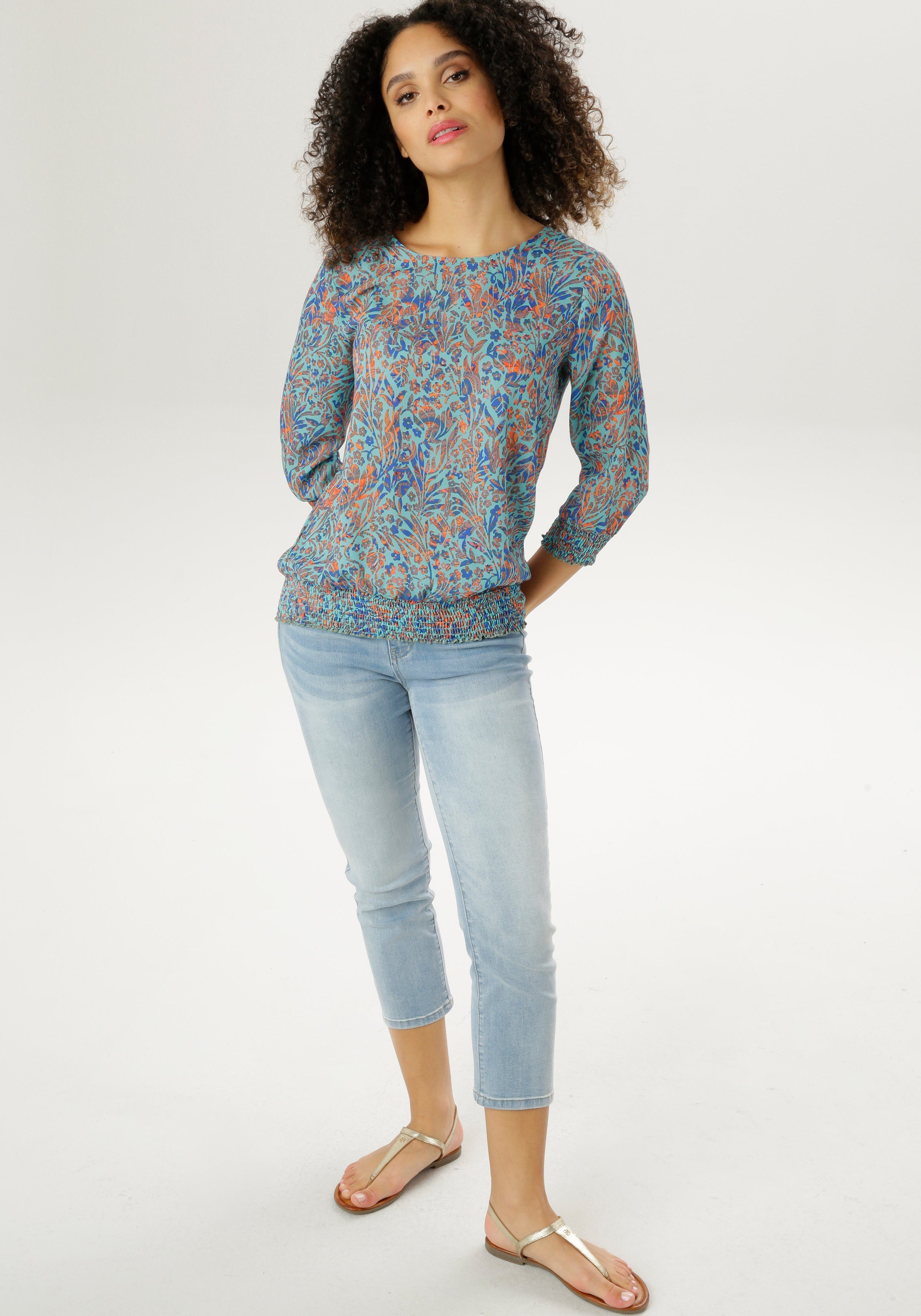 Aniston SELECTED Schlupfbluse mit Smok-Bündchen