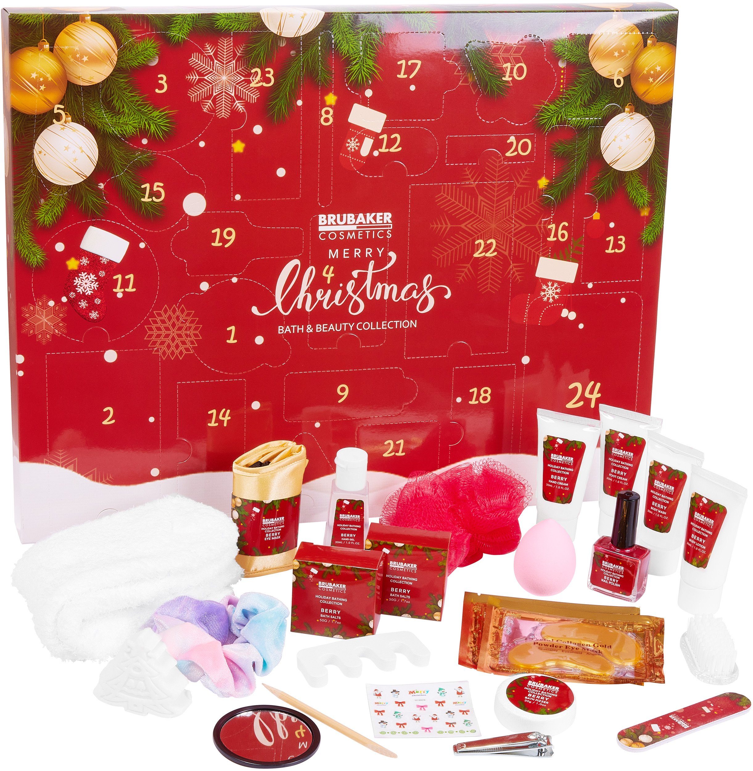 BRUBAKER Adventskalender XXL Beauty Adventskalender 2025 - Rot - 24 x Körperpflege & Spa (24-tlg), Wellness Weihnachtskalender für Frauen und Mädchen