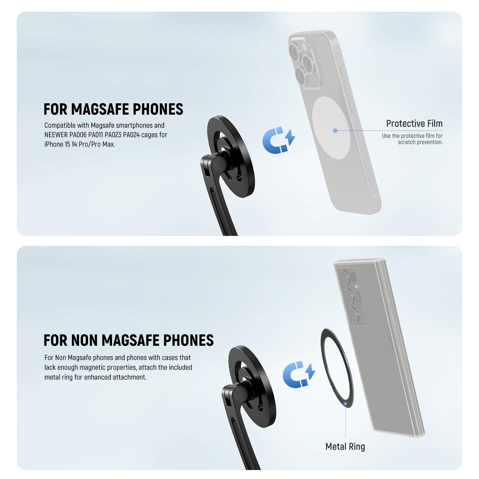Neewer Handy-Halterung GP16 Magnethalterung Neck Releaser für Action Cam Phone, freihändige, (Packung, 1-tlg., Nackenhalterung Handy Halter für POV Vlog GoPro DJI iPhone Android)