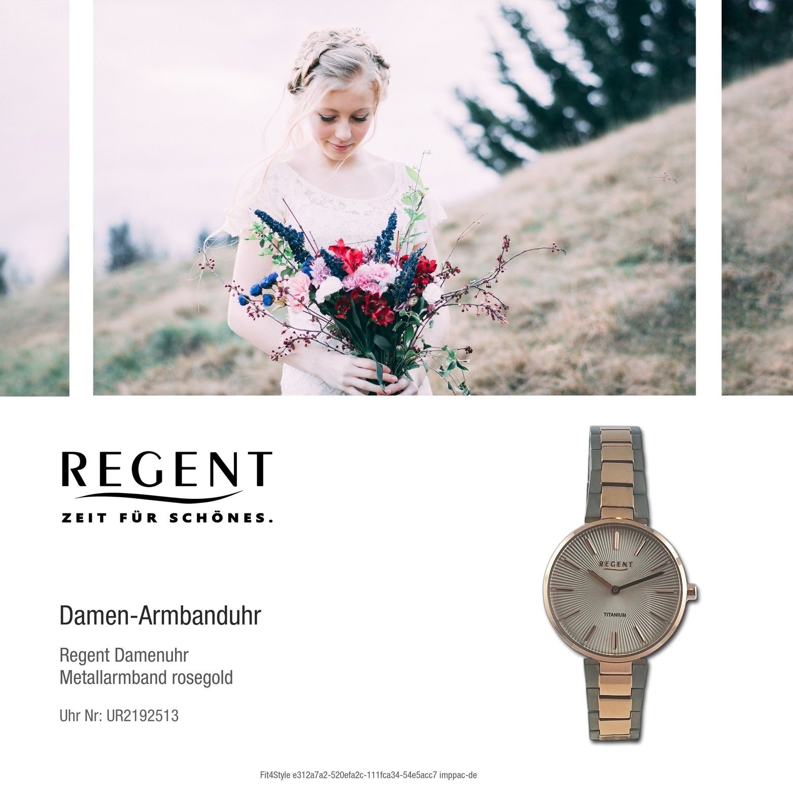 Gehäuse, rundes rosegold, Armbanduhr Damenuhr Metallarmband (30mm) groß Quarzuhr silber, Regent Damen Analog, Regent