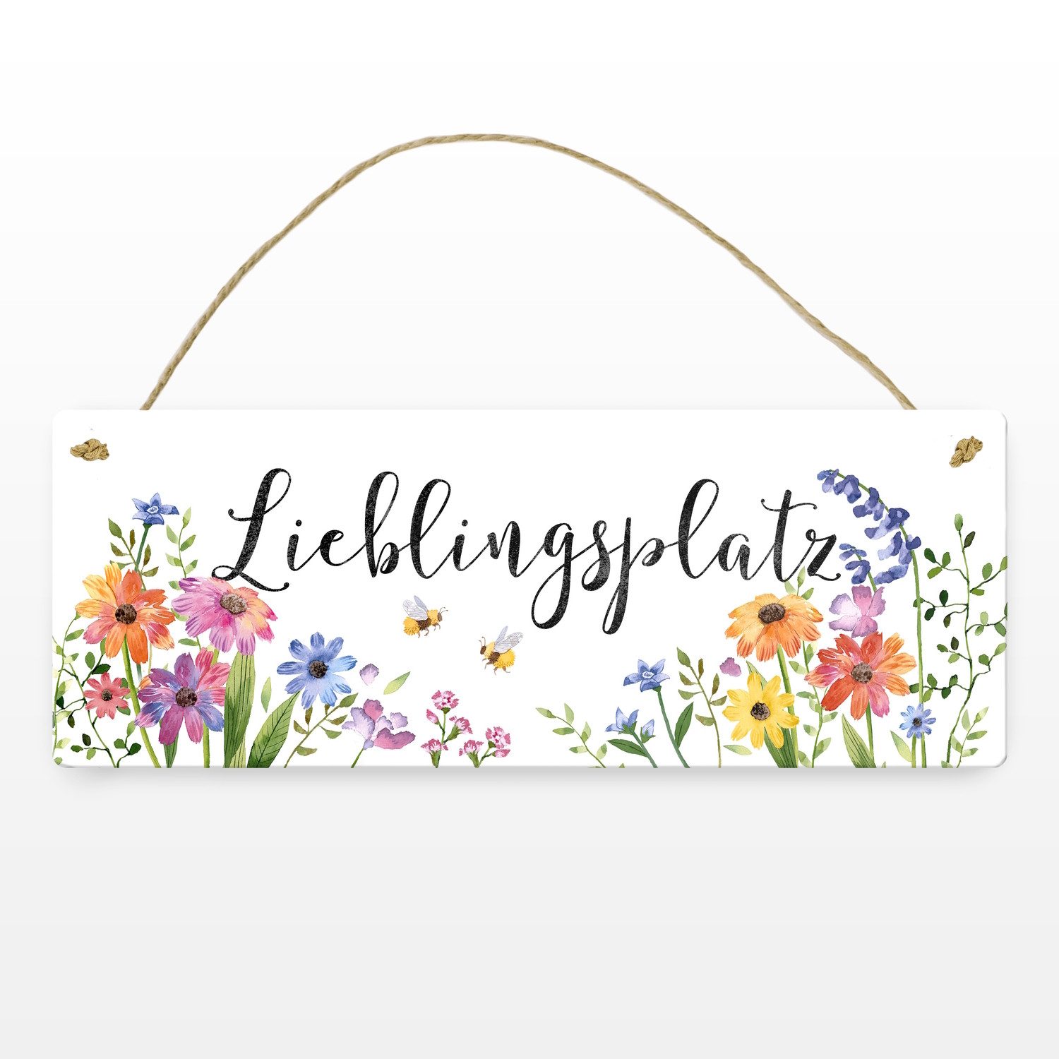 speecheese Metallschild Blumenwiese Metallschild mit Spruch Lieblingsplatz