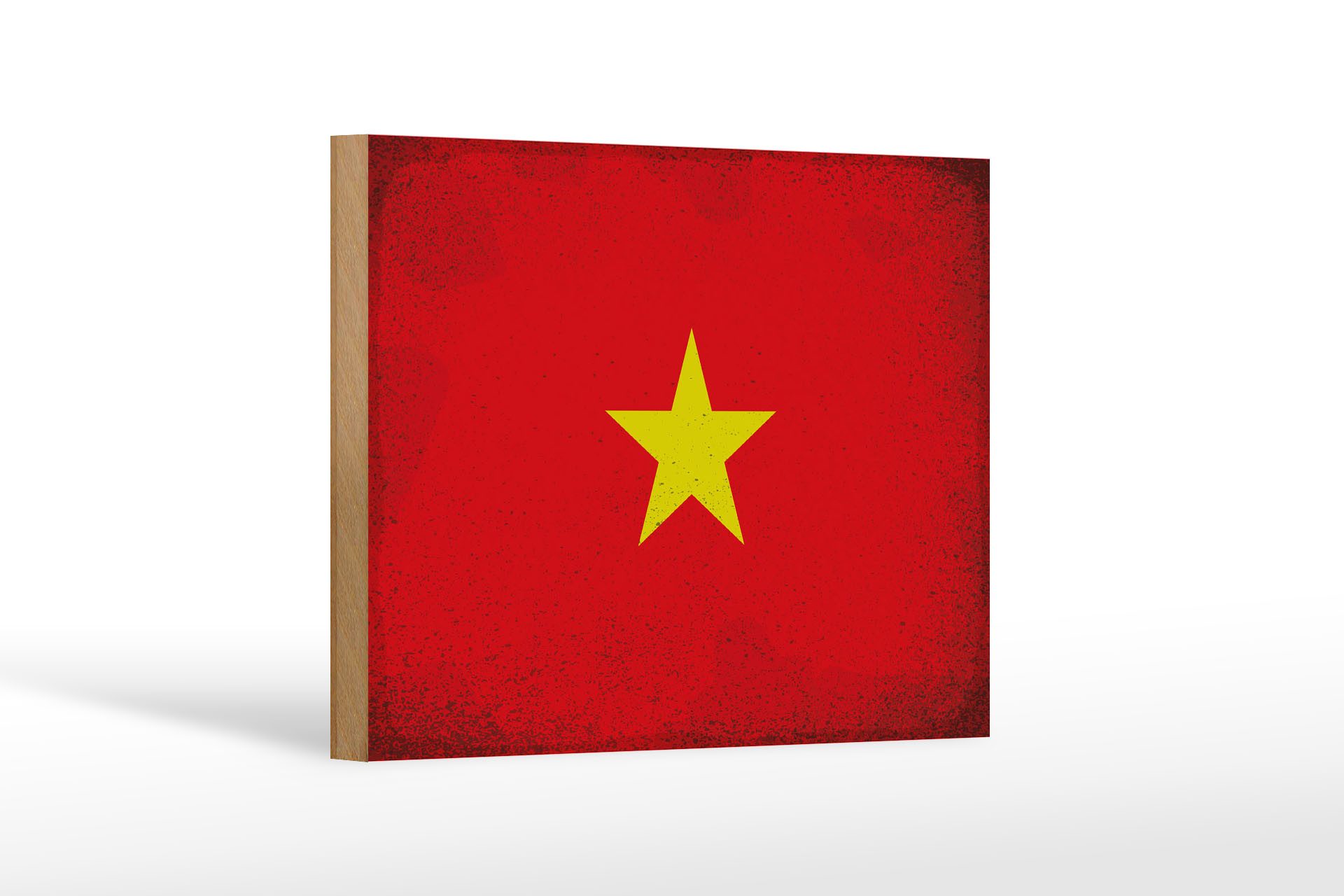 Femer GmbH Holzbild Flagge Vietnam 18x12 cm Flag of Vietnam Vintage, Flaggen (1 St), Glatte Holzfaserplatte (MDF), vorn beschichtet