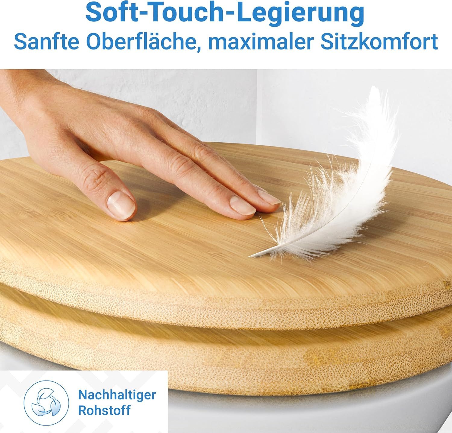 Lobenswerk WC-Sitz Toilettendeckel mit Absenkautomatik, Klodeckel, Klobrille, SoftClose, antibakteriell, UV-beständig, inkl. Installationsschablone – Bild 2 von 5