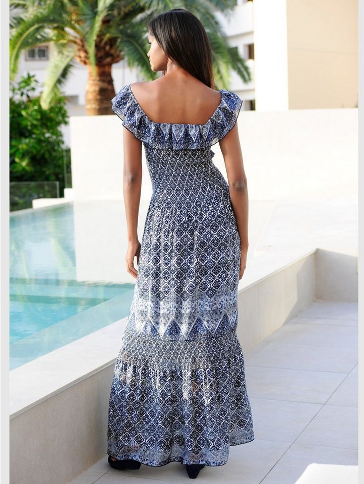 Alba Moda Kleid im Carmen-Stil in blau