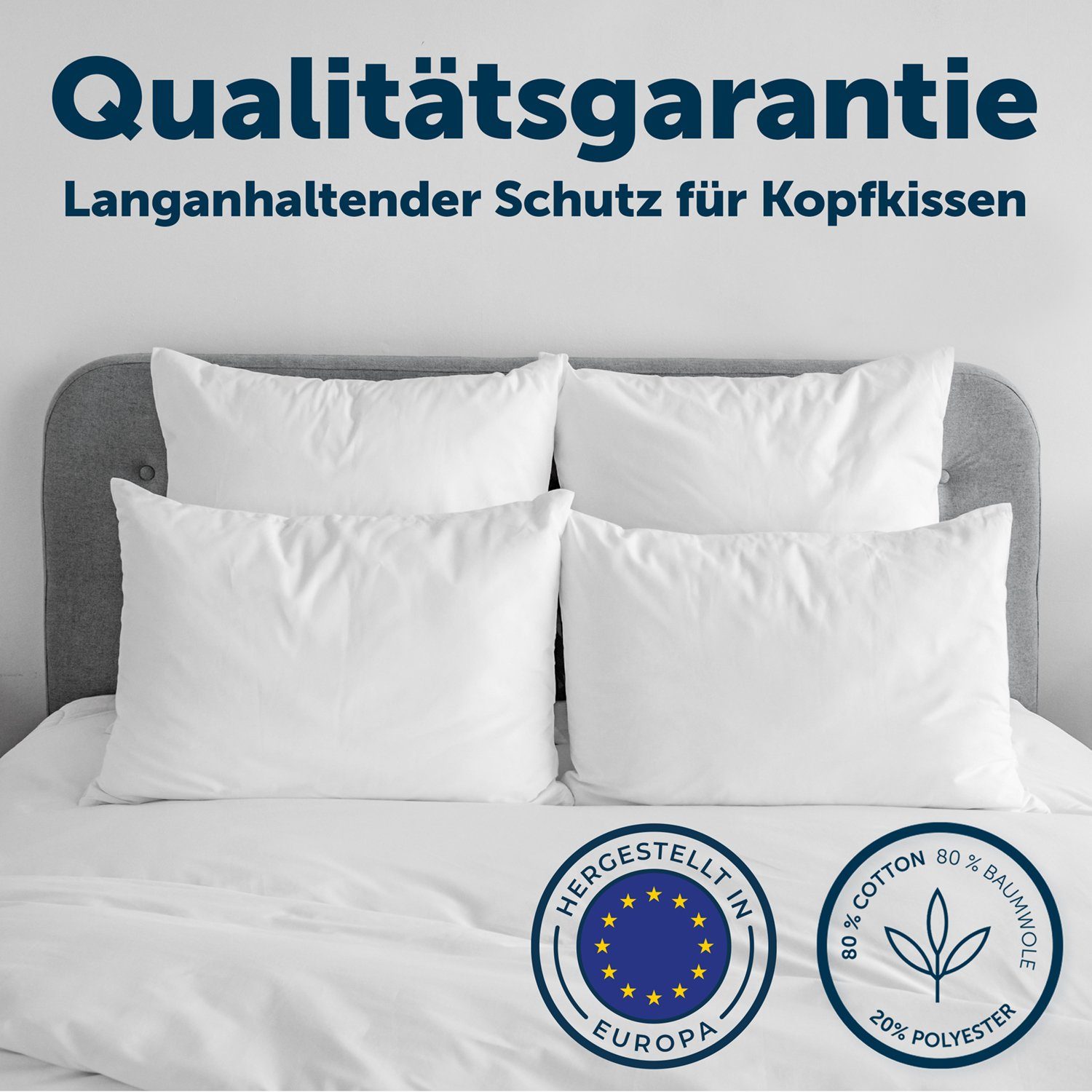 Blumtal Kissenbezug Blumtal Wasserdichter, Atmungsaktiv, Anti-Milben, (1 Stück), Kissenschoner mit Reißverschluss, Oeko-Tex 100 Zertifiziert