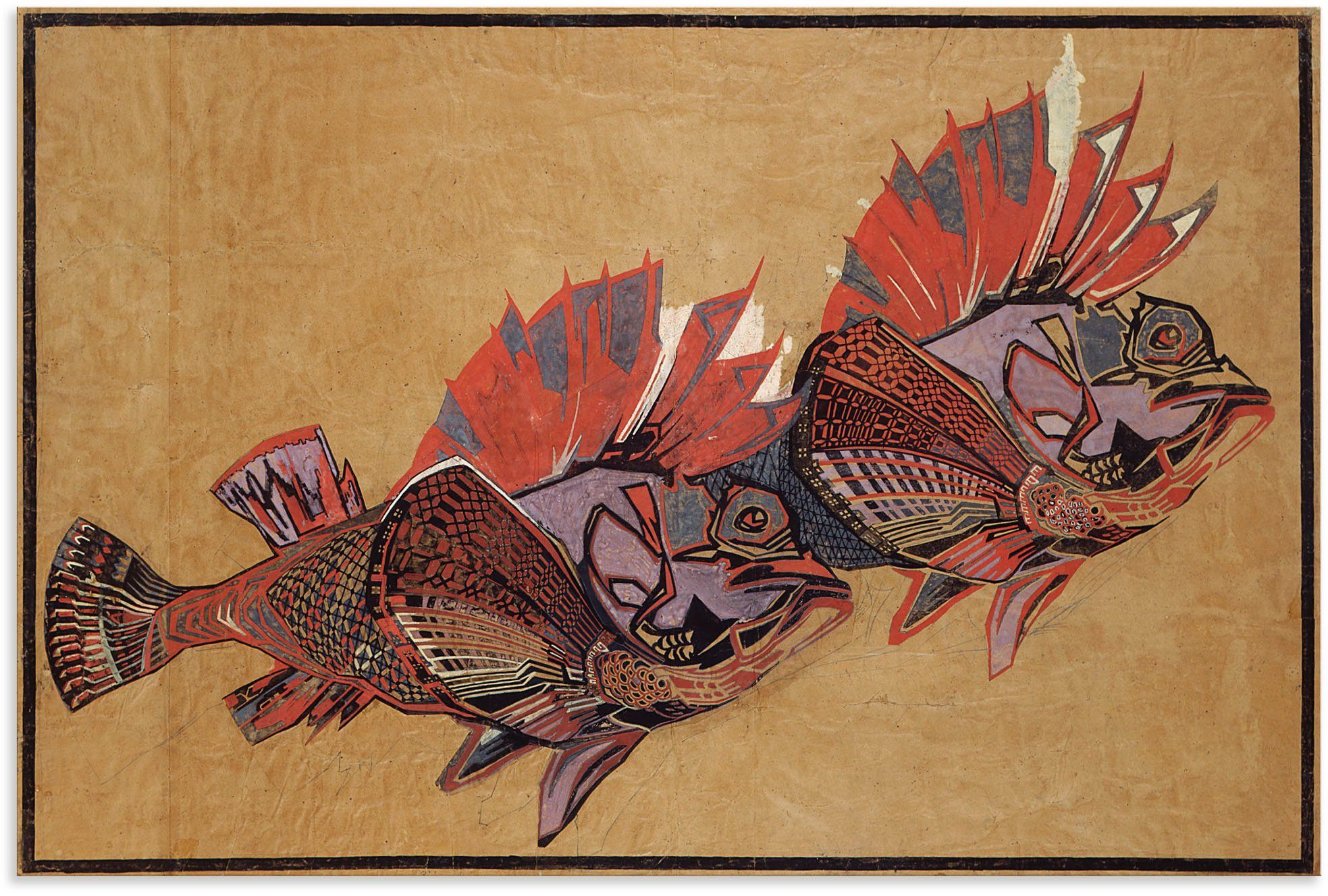 Artland Wandbild Fliegende Fische. Leinwandbild, Poster als (1 St), Alubild, in Wassertiere versch. Größen Wandaufkleber oder 1904