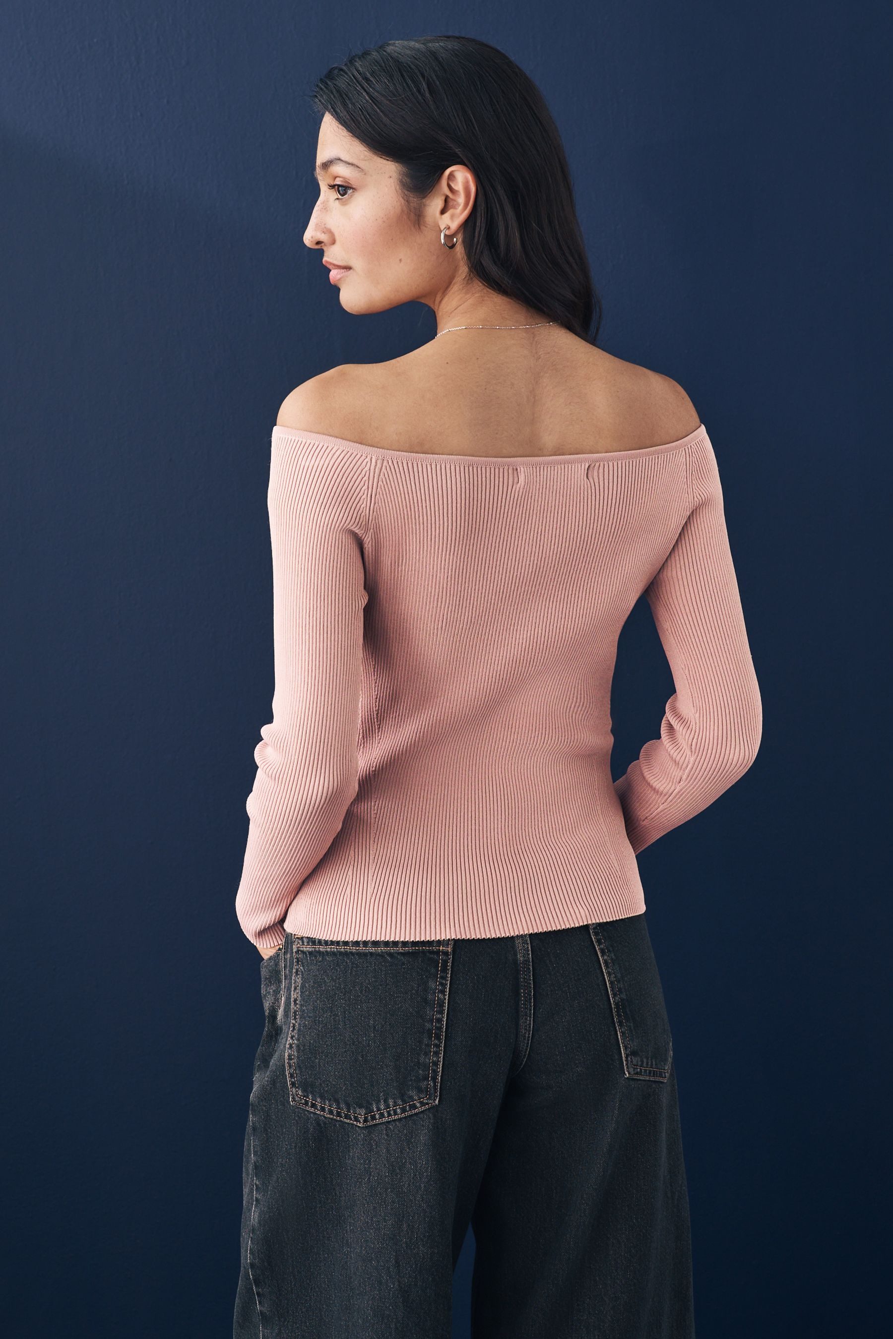 Next Carmenpullover Bardot-Pullover aus Rippstrick (1-tlg) günstig online kaufen