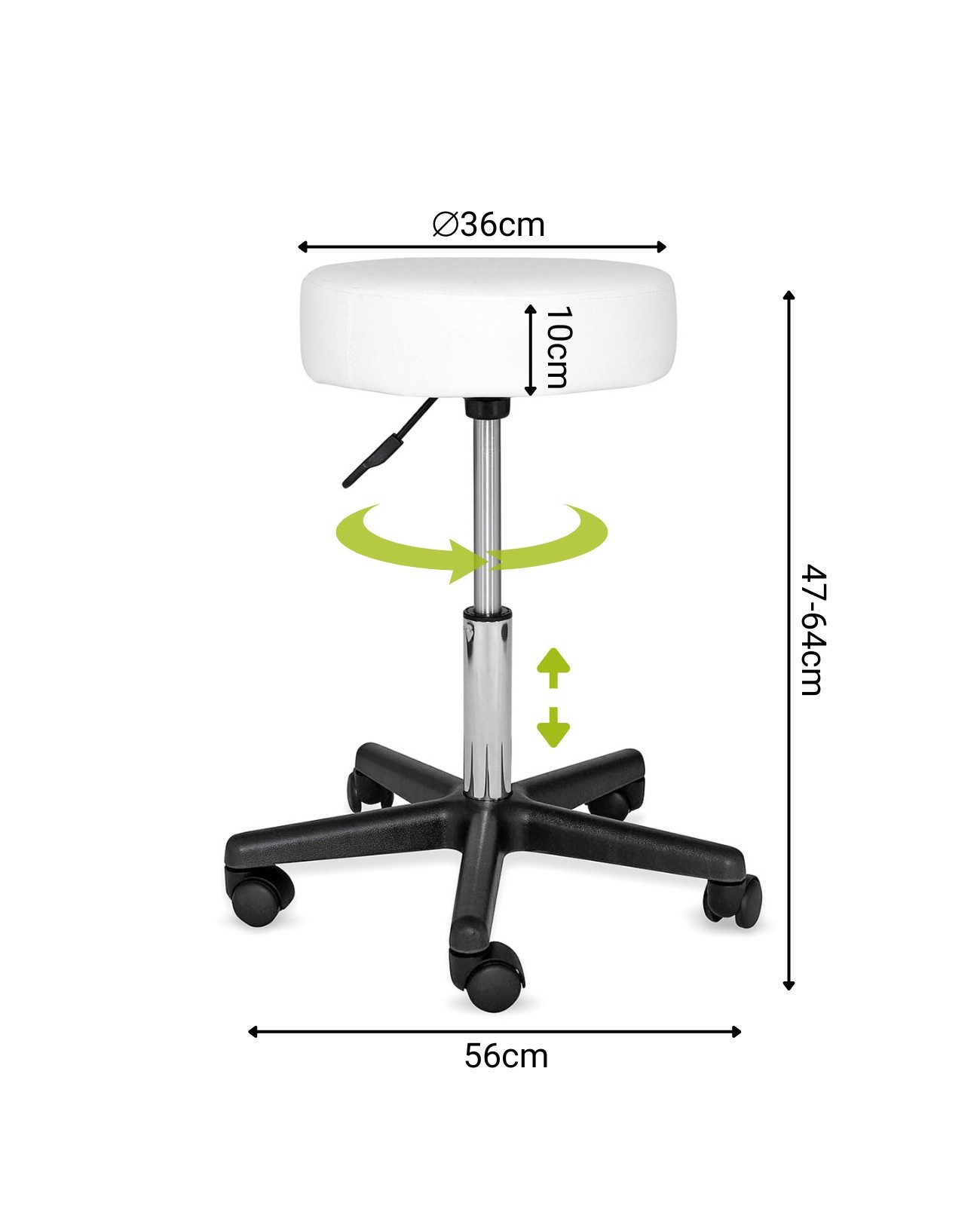 dibea Drehhocker 360° & stufenlos höhenverstellbar (1 St), Rollhocker mit 5 Rollen, Arbeitshocker gepolstert – Bild 5 von 5