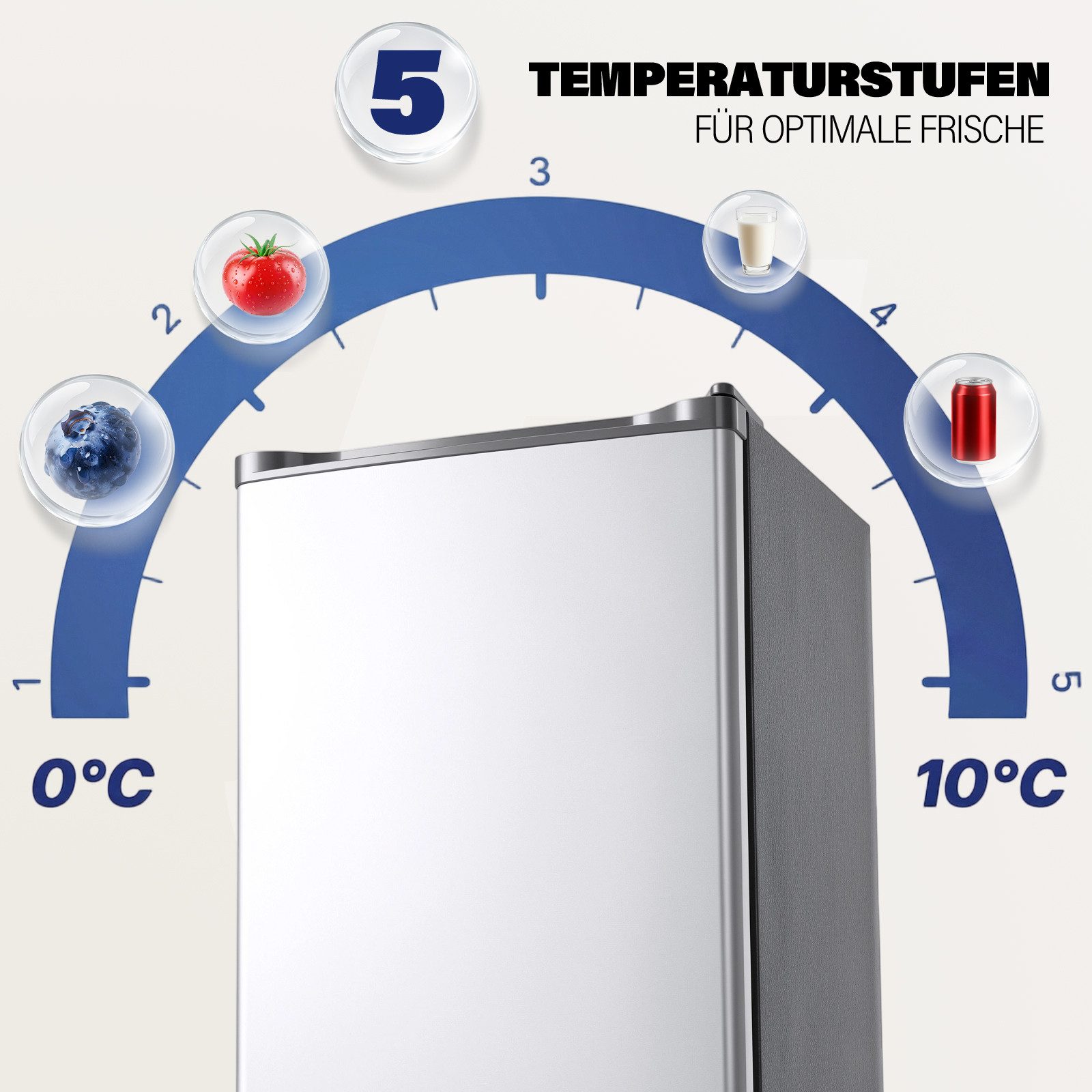 oyajia Kühl-/Gefrierkombination 73L Kleiner Kühlschrank mit Gefrierfach, 5 Temperaturstufen (0-10) BC-73, 83.5 cm hoch, 40.7 cm breit, Energieeffizient, leise, Kompakt Geräumig für Studentenwohnheim/Büro