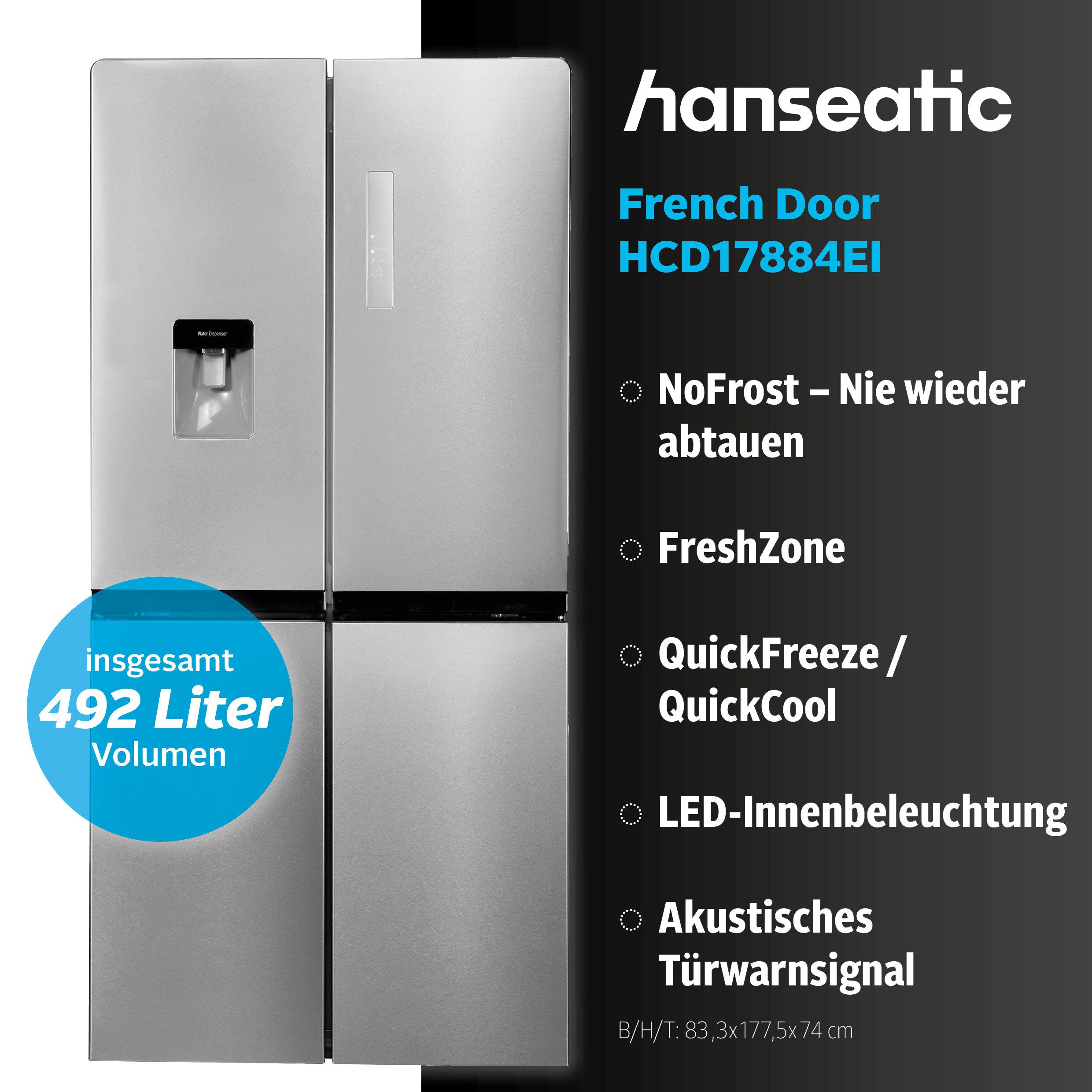 Hanseatic Multi Door HCD17884EI, 177,5 cm hoch, 83,3 cm breit, inkl. 3 Jahre Herstellergarantie