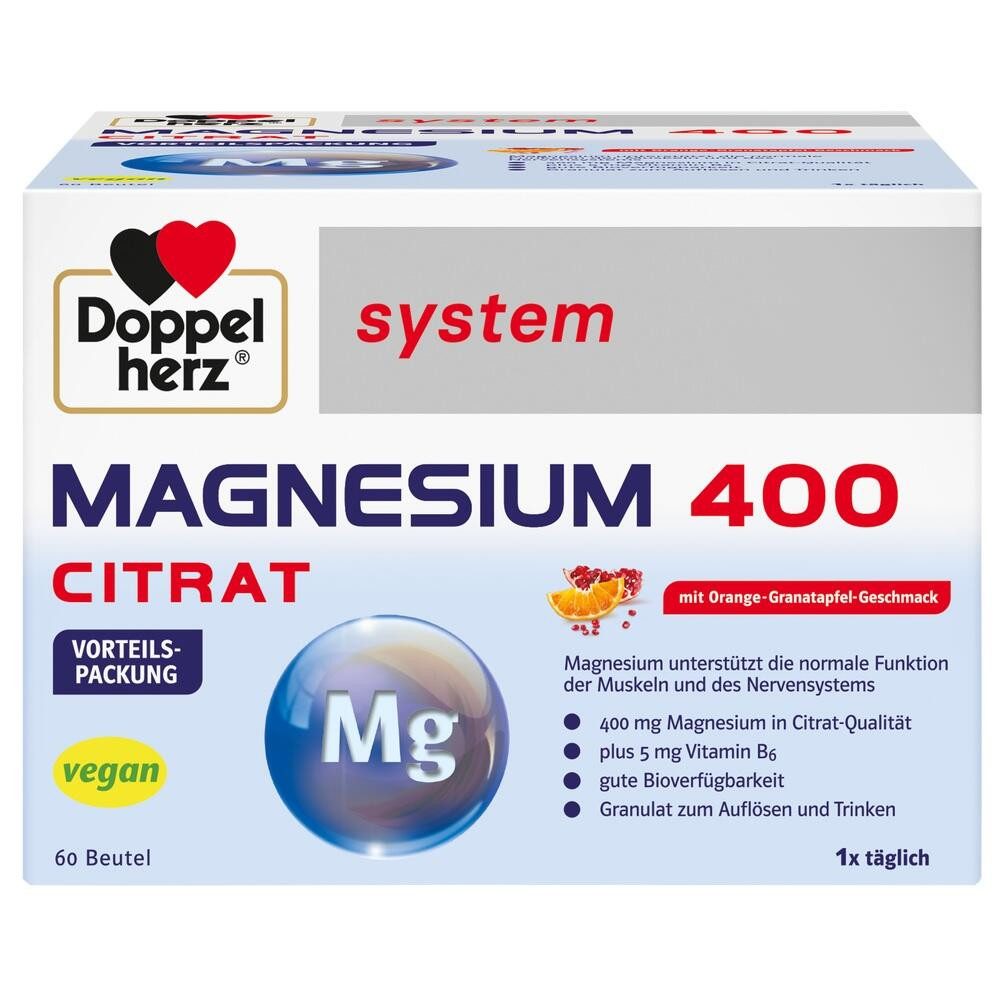 Queisser Pharma GmbH & Co. KG DOPPELHERZ Magnesium 400 Citrat system Granulat Granulat, 60 St.