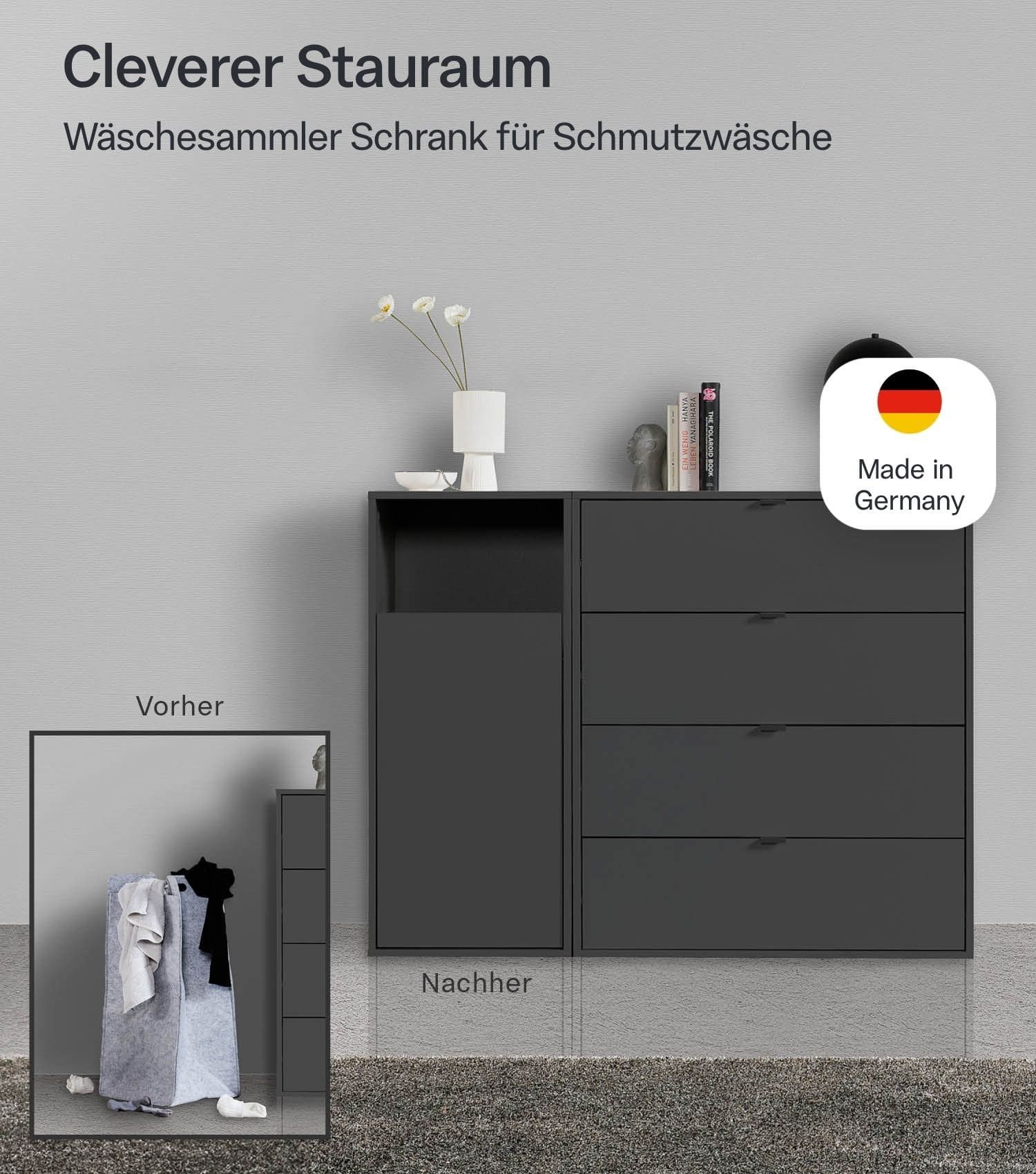mokebo Wäscheschrank Der Wäschehüter (1-türig) Made in Germany, Wäschesammler, mit Magnetverschluss in Schwarz