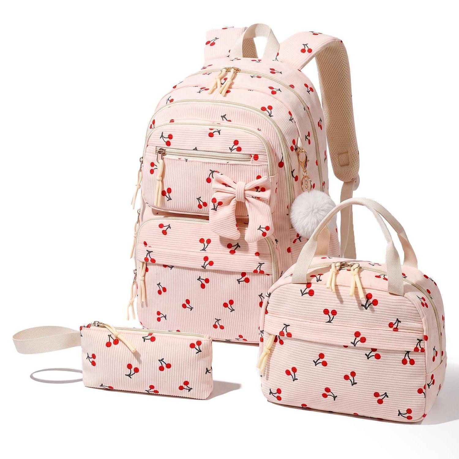 LuxusKollektion Schulranzen 3-teiliges Schulrucksack Set Mädchen Beige 23L