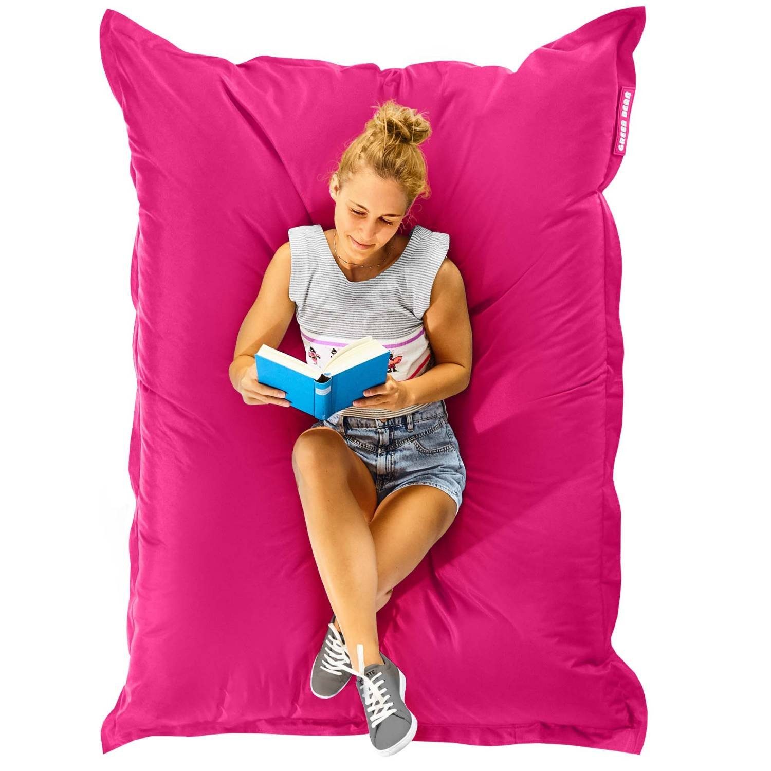 Bag Bean 140x180cm Pink & Draußen Liter Outdoor 380 Erwachsene Kinder Groß Riesensitzsack Green Perlen Bean Sitzsack Lounge (XXL Wetterfest EPS Liegekissen), Füllung, Bodenkissen Waschbar Square Sitzkissen