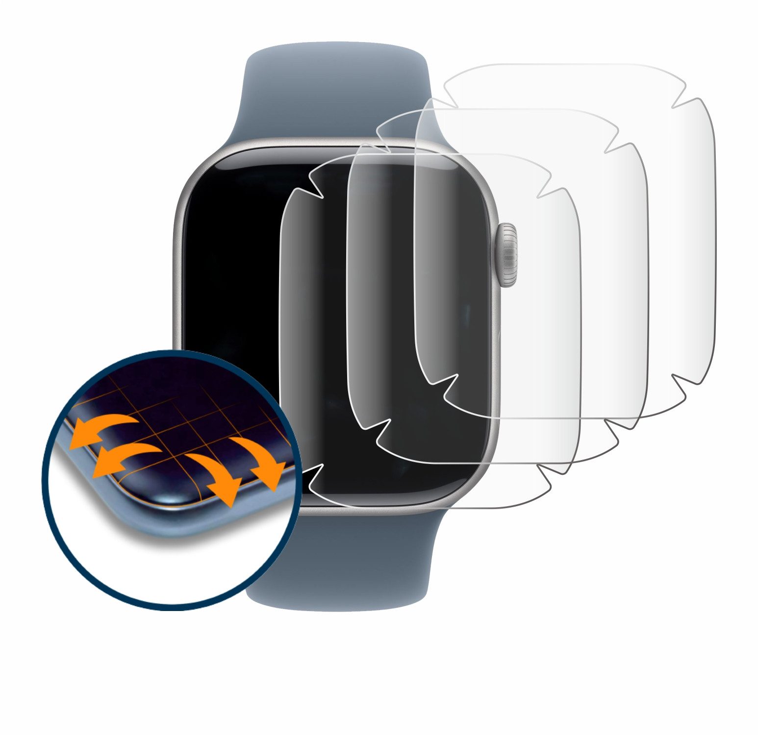 Savvies Displayschutzfolie Fullscreen Schutzfolie für Apple Watch Series 11 (42 mm), 4 Stück, Displayschutz Folie Fullcover Klar Transparent