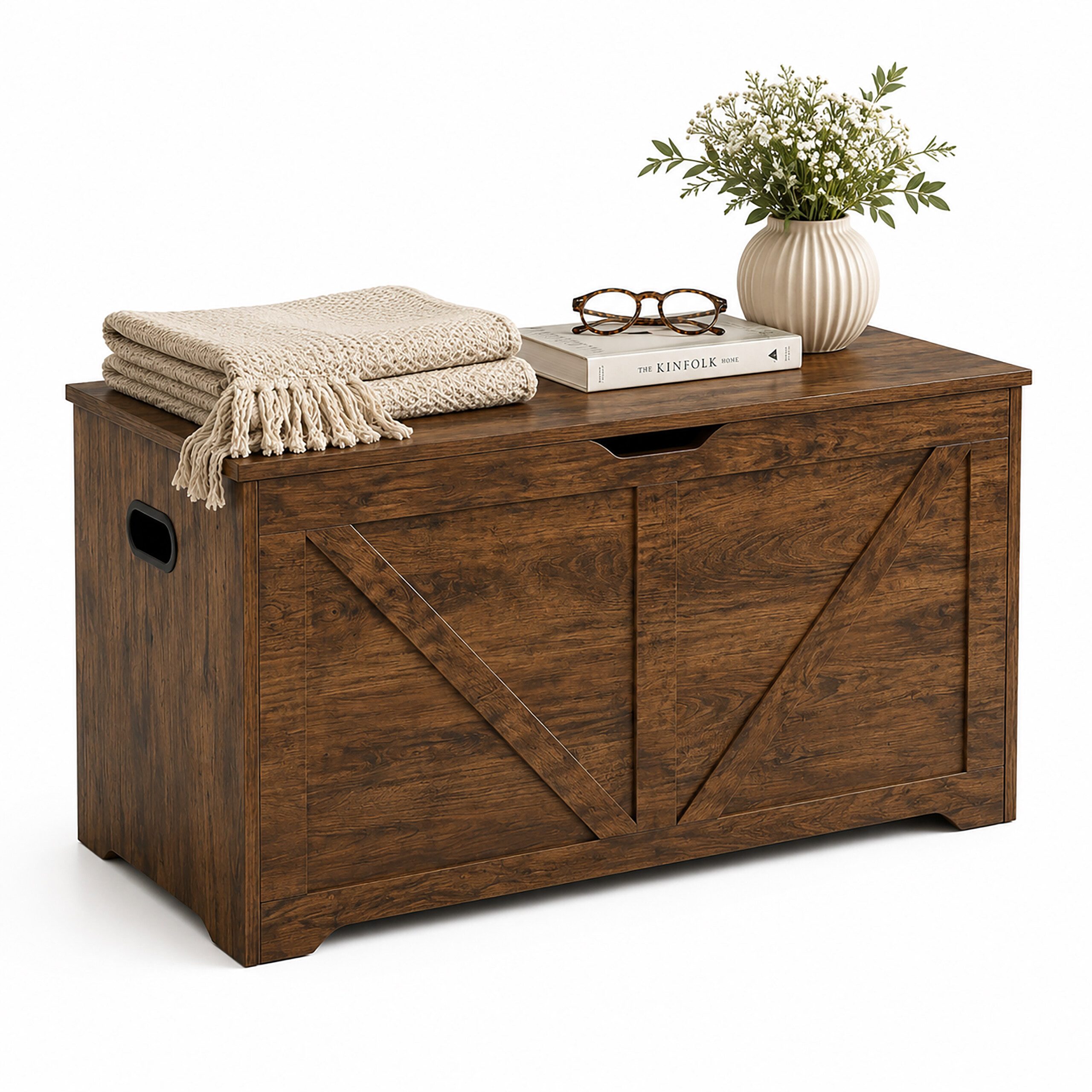 relaxdays Sitztruhe Sitzbank mit Stauraum (1-St), Vintagebraun