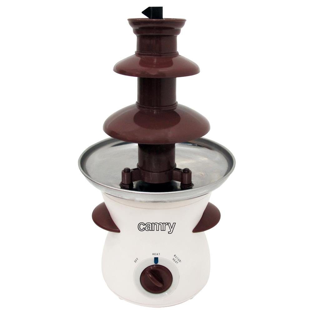 Camry Schokoladenbrunnen CR4457, 80W Leistung; Einstellung Pump- 500ml und von zur Möglichkeit 60°C Aufheiz-Funktion, Fassungsvermögen; Heizungsbetrieb getrennten