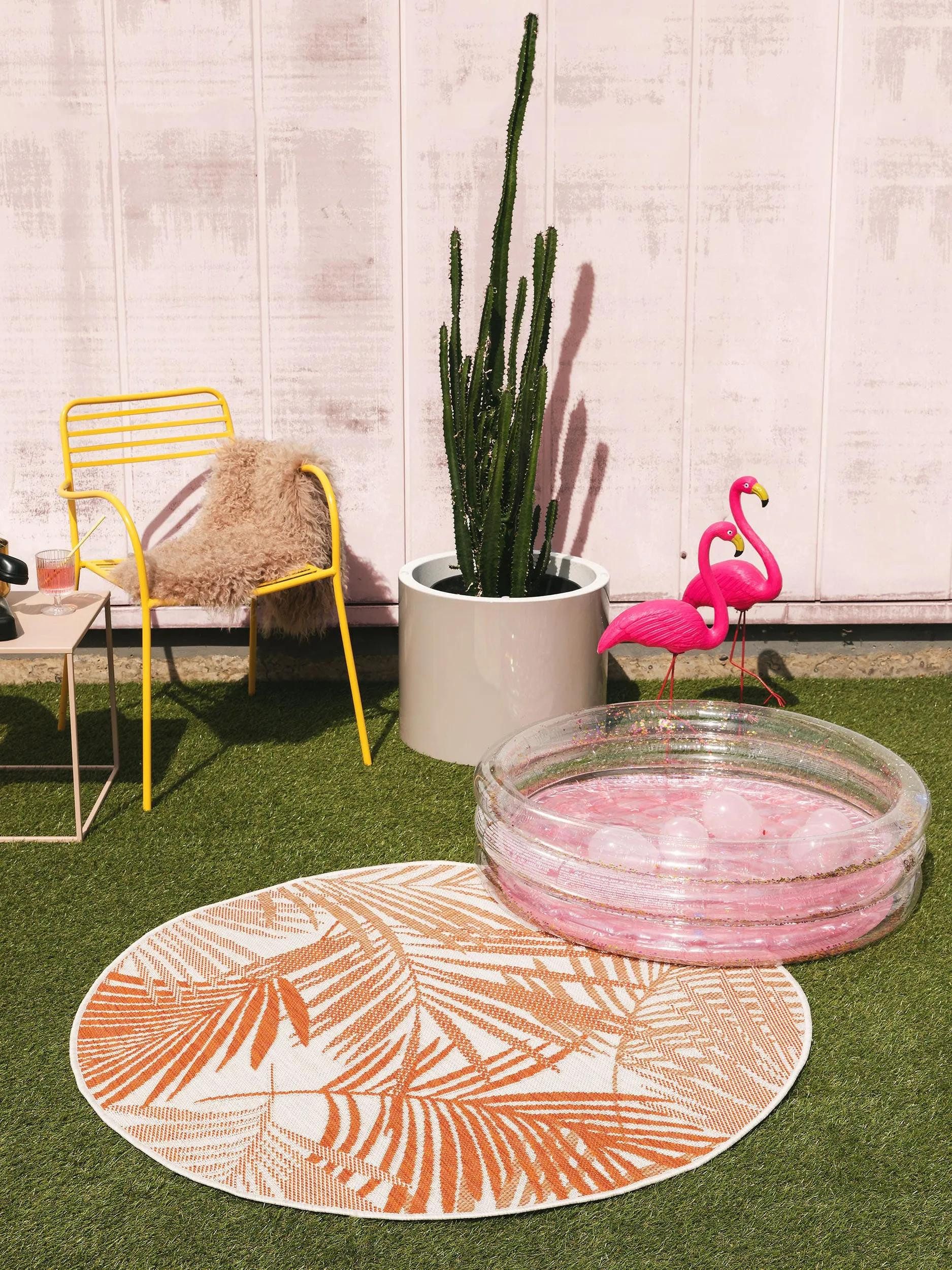 benuta Outdoorteppich Cleo, rund, Höhe: 5 mm, Teppich Wohnzimmer, Schlafzimmer, Esszimmer, Flur, Kunstfaser, Cozy