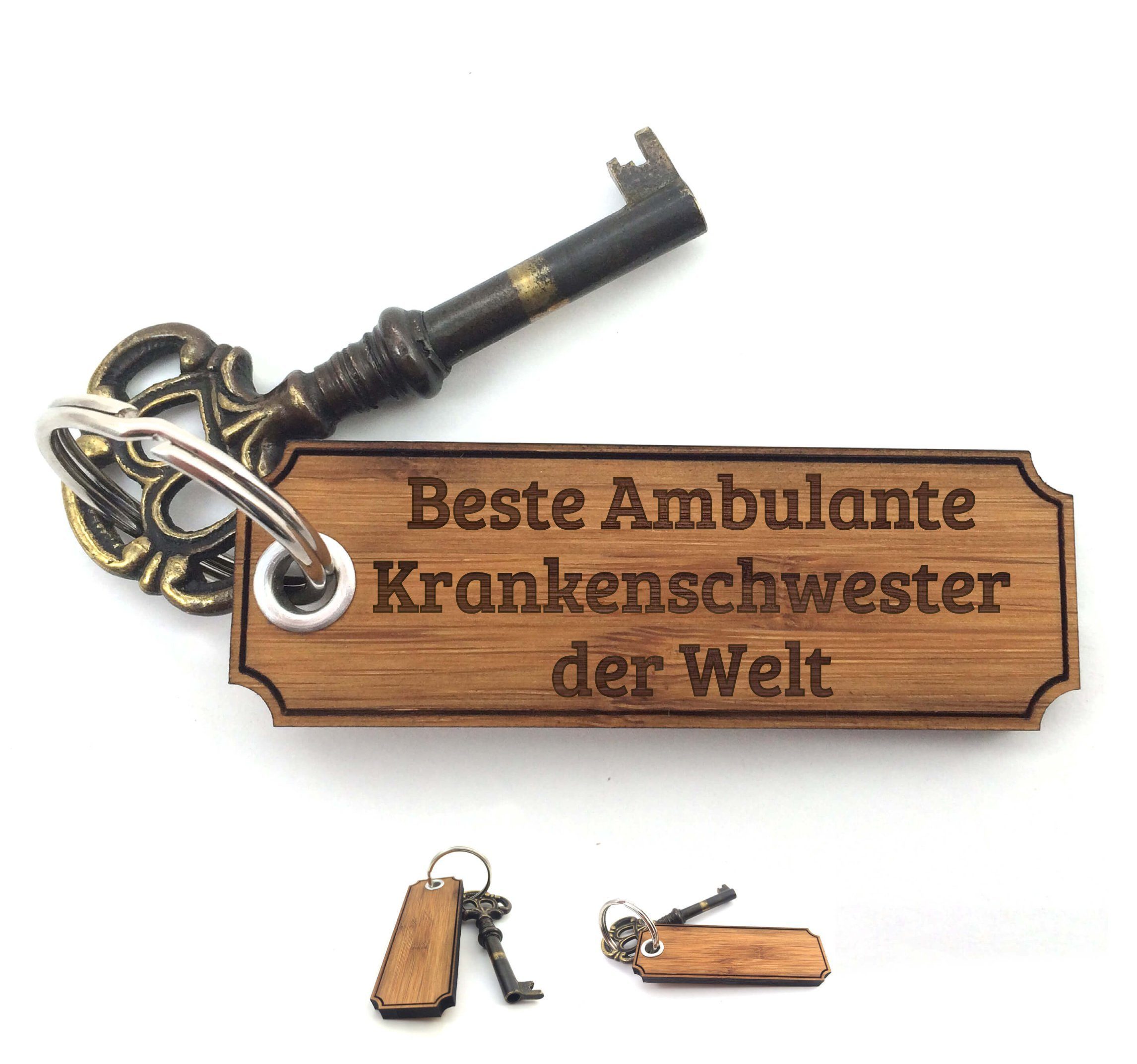 Bambus Glücksbringer, Studium, Ausbildung, Geschenk, Berufsschule, Schenken, Panda Taschenanhänger, (1-tlg) - Ambulante Gravur Mr. Mrs. & Krankenschwester - Schlüsselanhänger Geschenke,