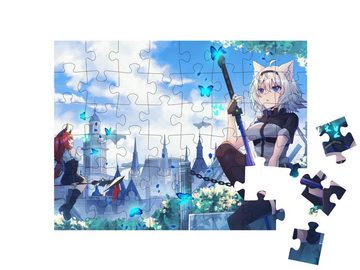 puzzleYOU Puzzle Anime-Mädchen im Stil einer Katze, 48 Puzzleteile, puzzleYOU-Kollektionen Anime