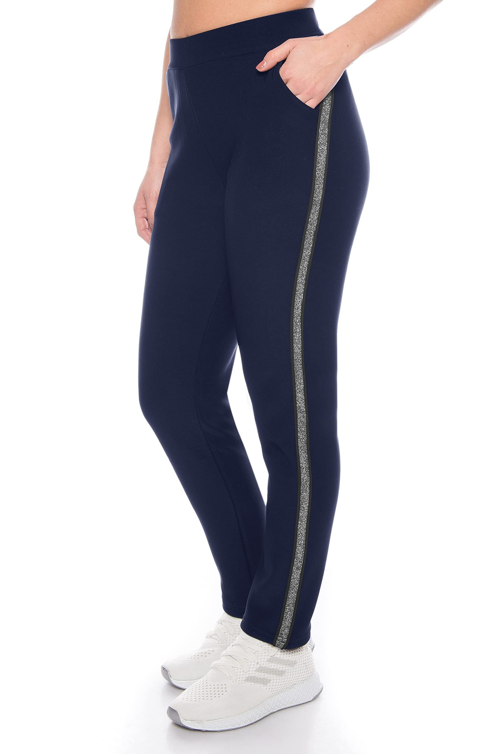 & Damen Collection Kendindza Funktion Winter stretch warm Thermo Thermohose, Gummibund, Blau Schlupfhose, elegant gefüttert Thermoleggings Innenfleece Winterhose