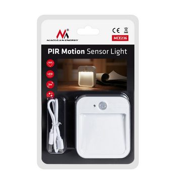 Maclean LED Nachtlicht MCE236, 4000K Neutralweiße Lichtfarbe, Wiederaufladbar USB, Bewegungssensor