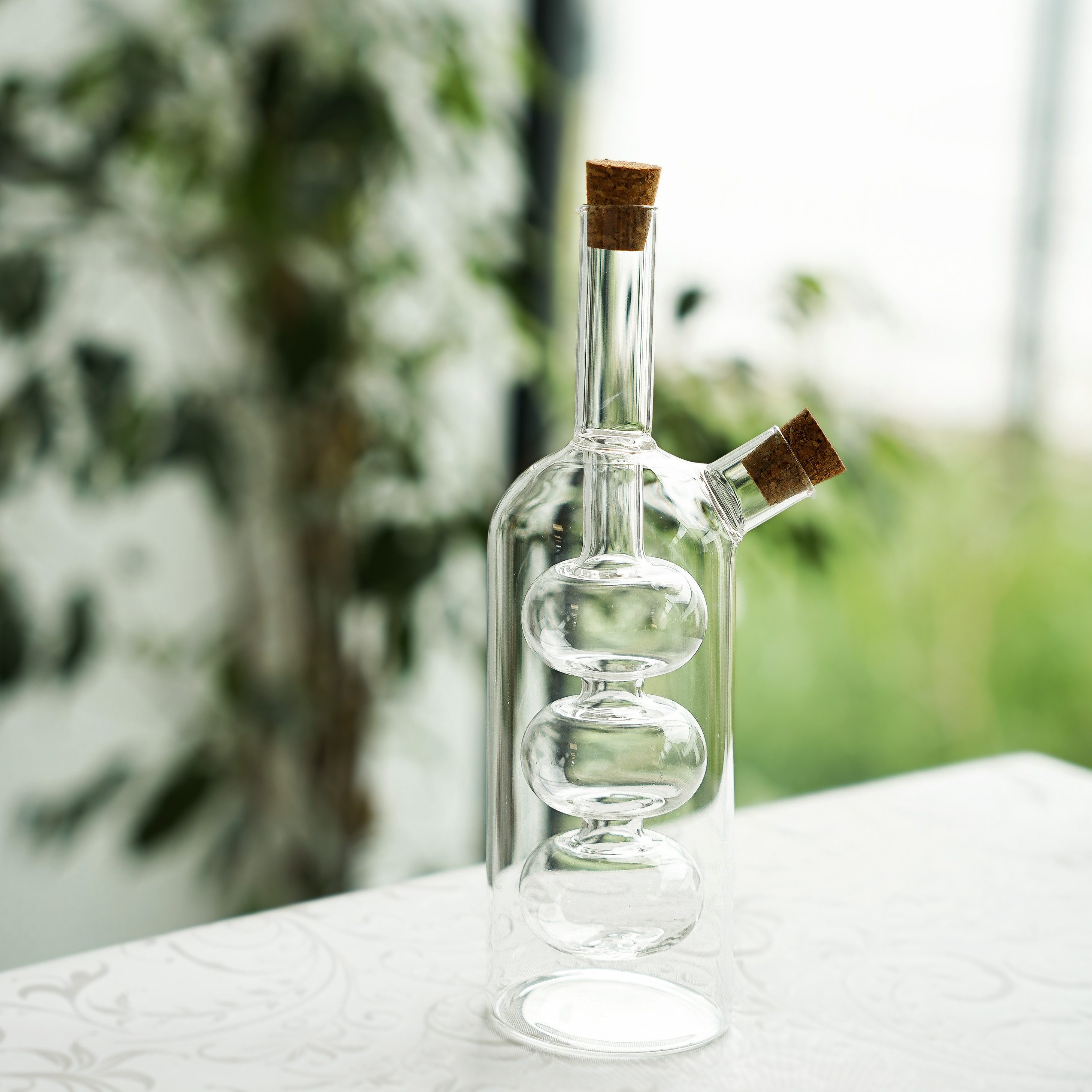 Almina Menage-Set 2in1 Öl- & Essigflasche "Zeyla Di Due" aus Borosilikatglas mit Korken, (1-tlg) – Bild 5 von 5