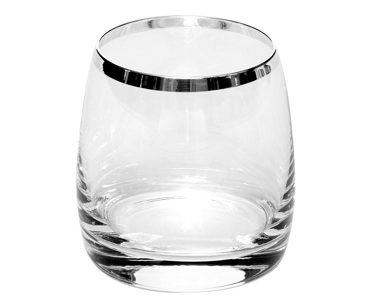 Brillibrum Glas Edle Wassergläser mit 1000er Feinsilber Rand Kristallglas mit Echtsilber Trinkglas für Wasser Saft & Kaltgetränke