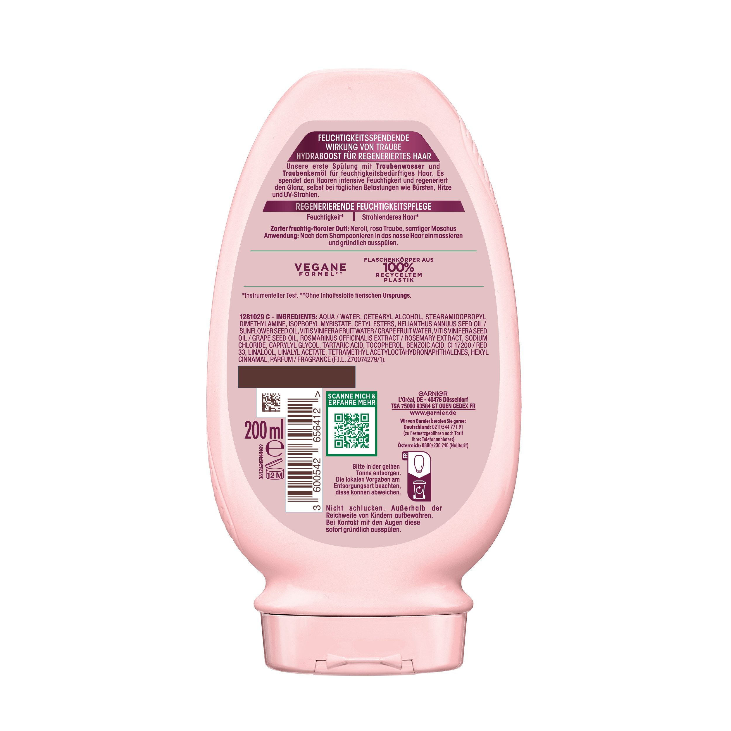 GARNIER Haarspülung Garnier Wahre Schätze Traube Hydraboost Spülung (6er Packung), Packung, 6-tlg., für feuchtigkeitsbedürftiges Haar, mit Traubenwasser und Traubenkernöl