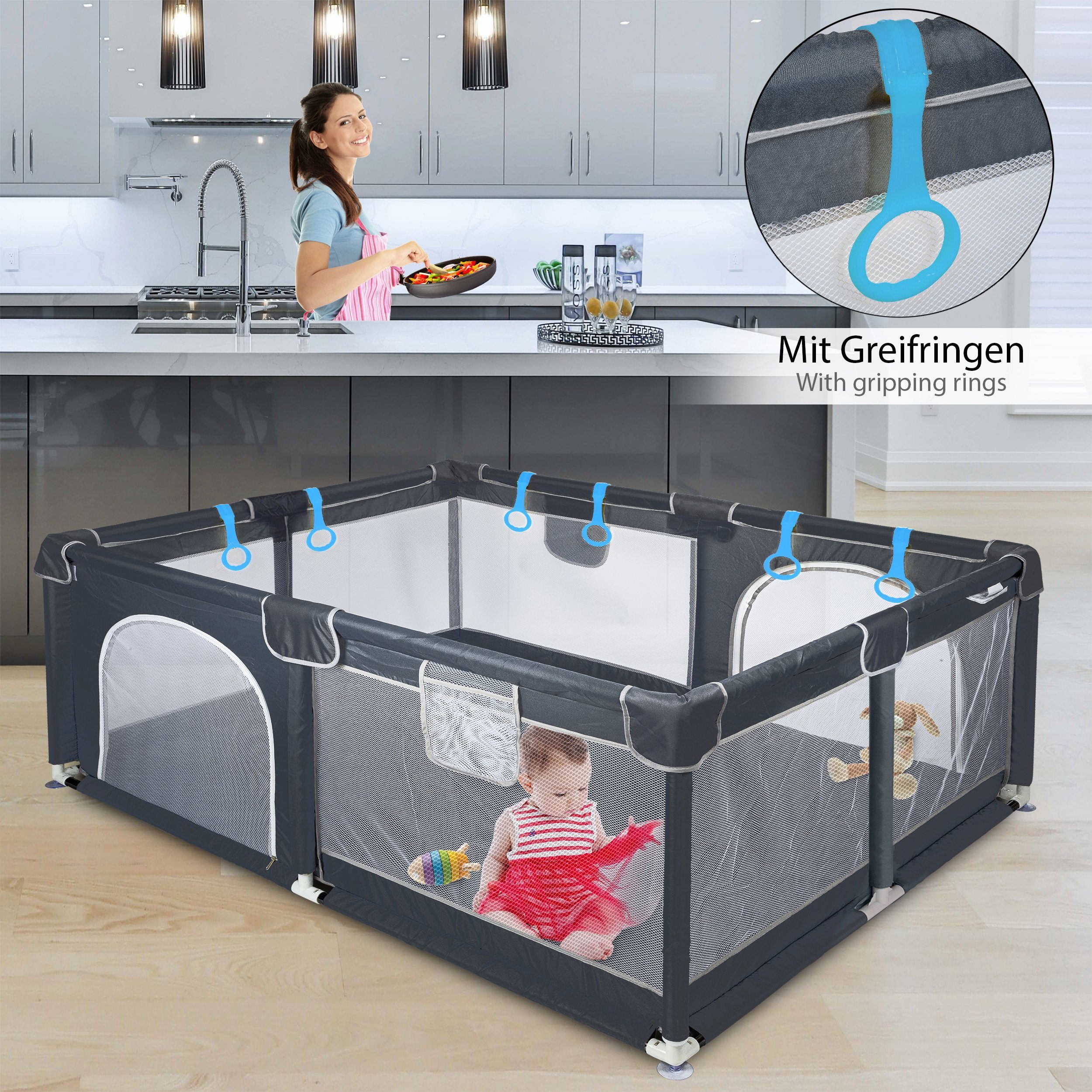 ONVAYA Laufgitter, Laufstall für Babys, Schutzgitter für Kinder, Babyzaun