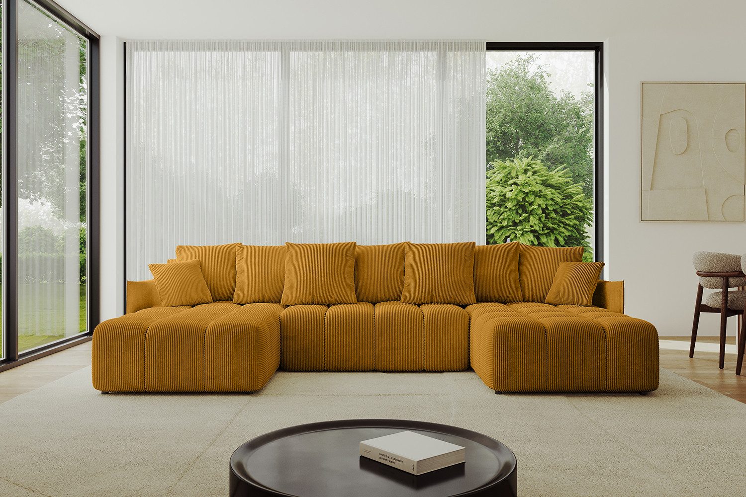 ALTDECOR Wohnlandschaft LONLI-U, Couch mit Schlaffunktion, Wohnzimmer - Wohnlandschaft, Corner Sofa Bett Eckcouch Couch U-Form Schlafcouch 350x190x68