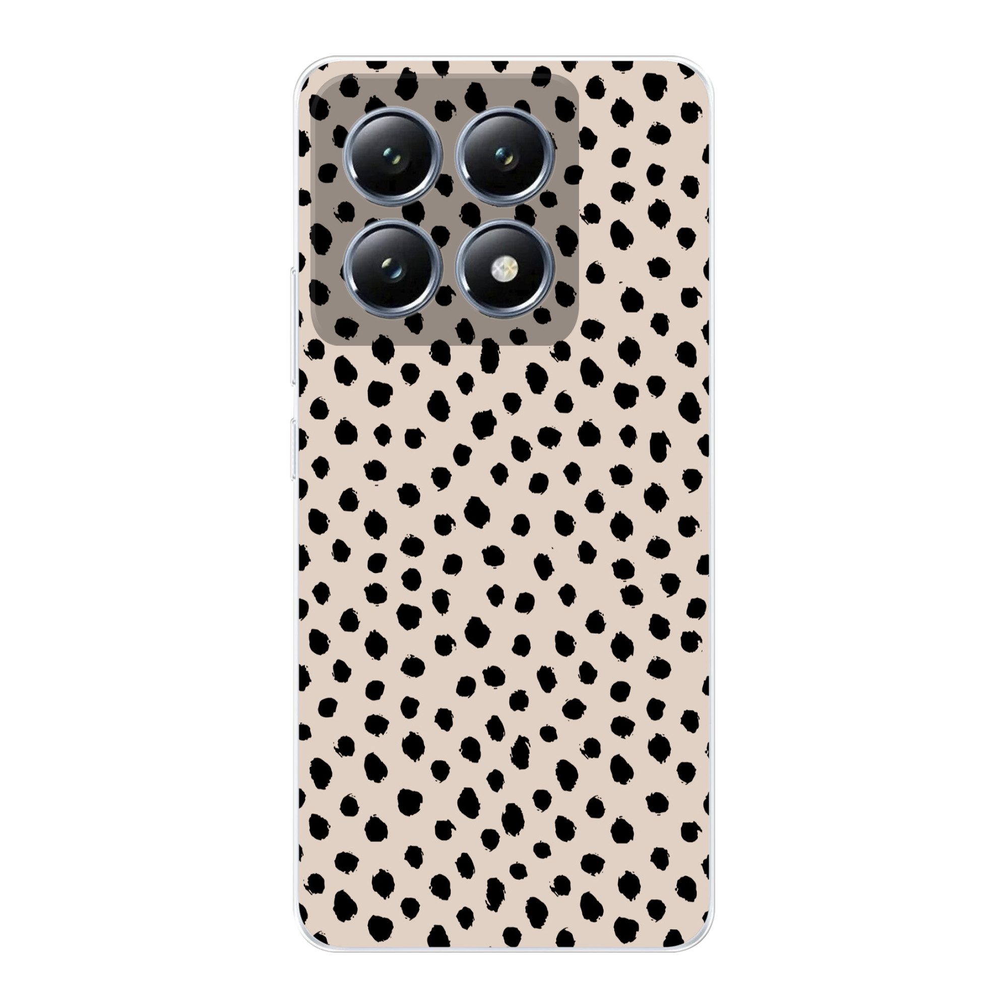 MuchoWow Handyhülle für Xiaomi 14T Polka dots - Schwarz - Beige, Handy Case, Silikon, Bumper Case Dünn
