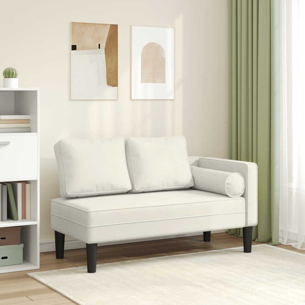vidaXL Chaiselongue, Chaiselongue mit Kissen Creme Samt