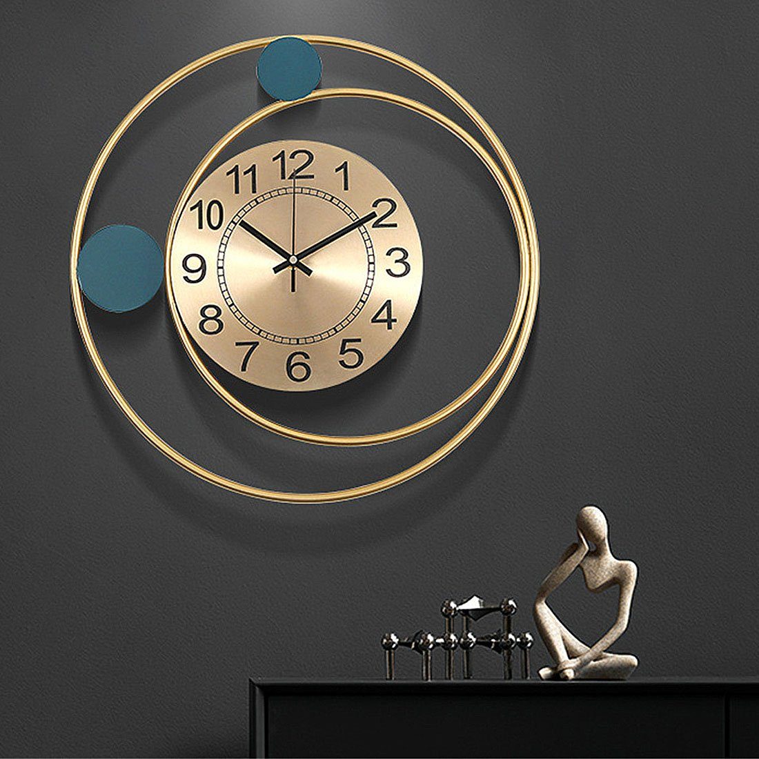 DÖRÖY Wanduhr 42cm runde dekorative Wanduhr, moderne Wanduhr aus Eisen, kreative Uhr