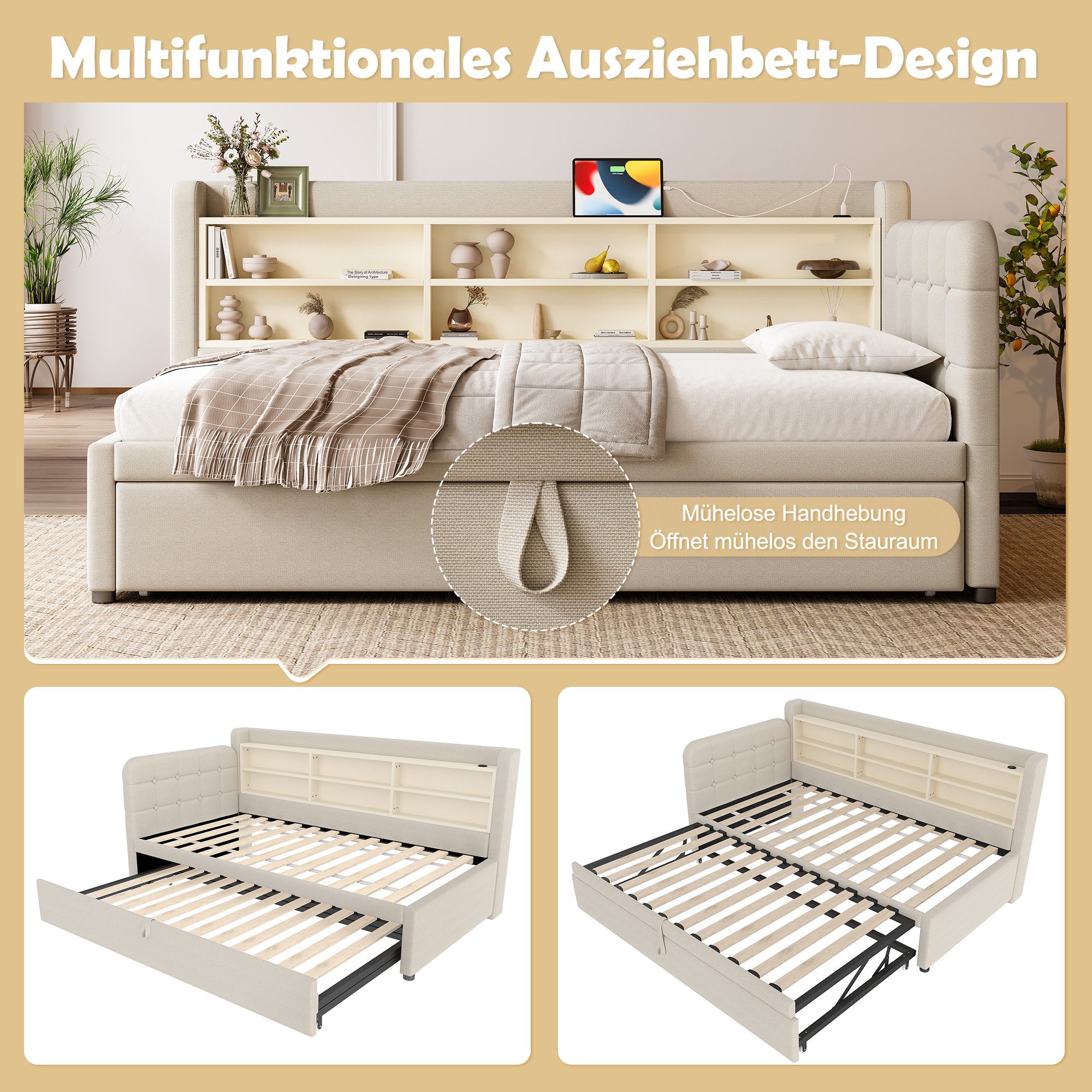 REDOM Schlafsofa Funktionsbett, mit Ausziehbett 180x200 günstig online kaufen