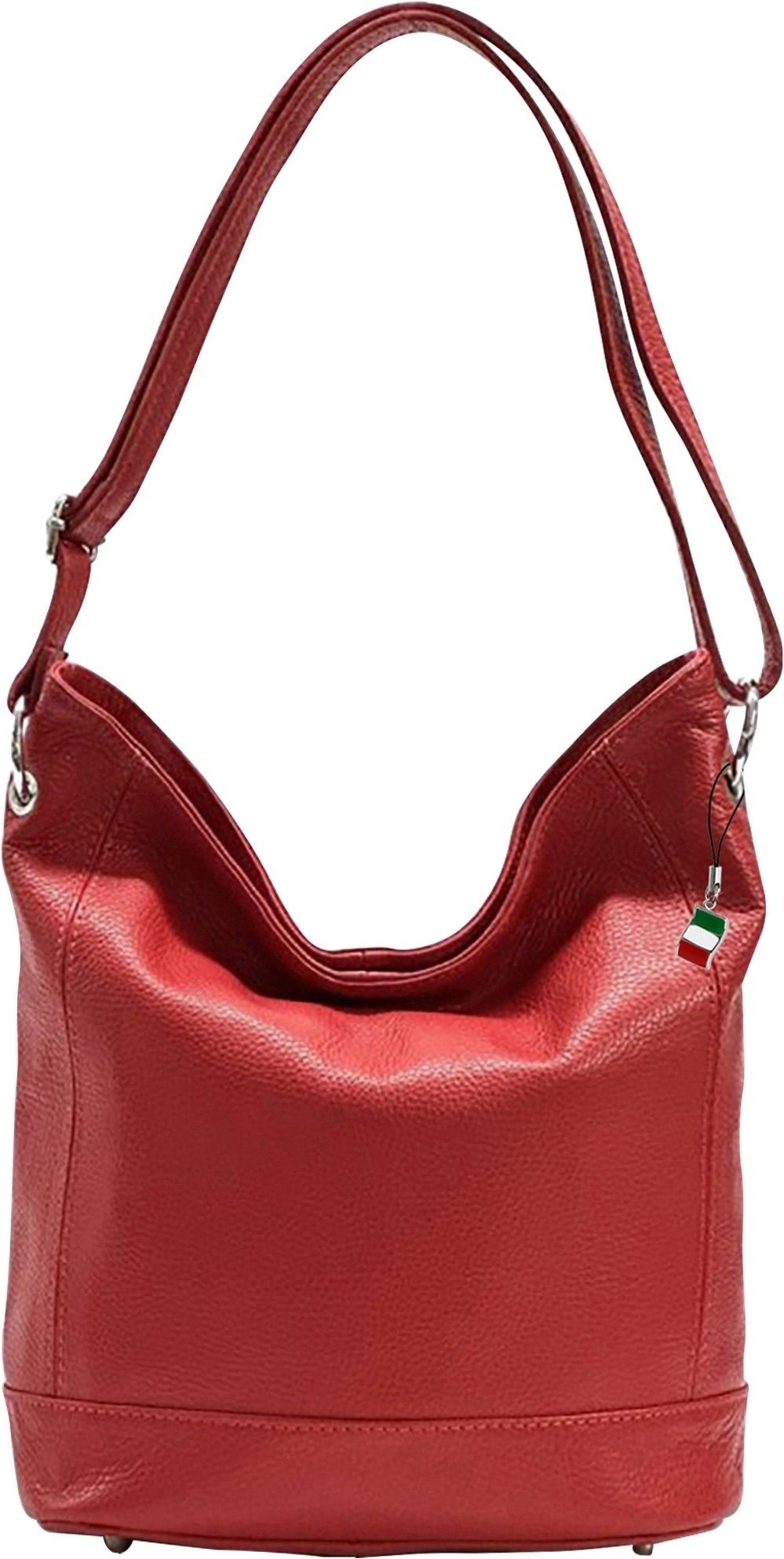 Schultertasche Florence Damen Echtleder Hobo Bag rot