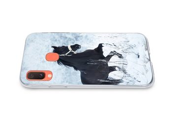 MuchoWow Handyhülle Pferd - Schnee - Winter, Handyhülle Samsung Galaxy A20e, Smartphone-Bumper, Print, Handy