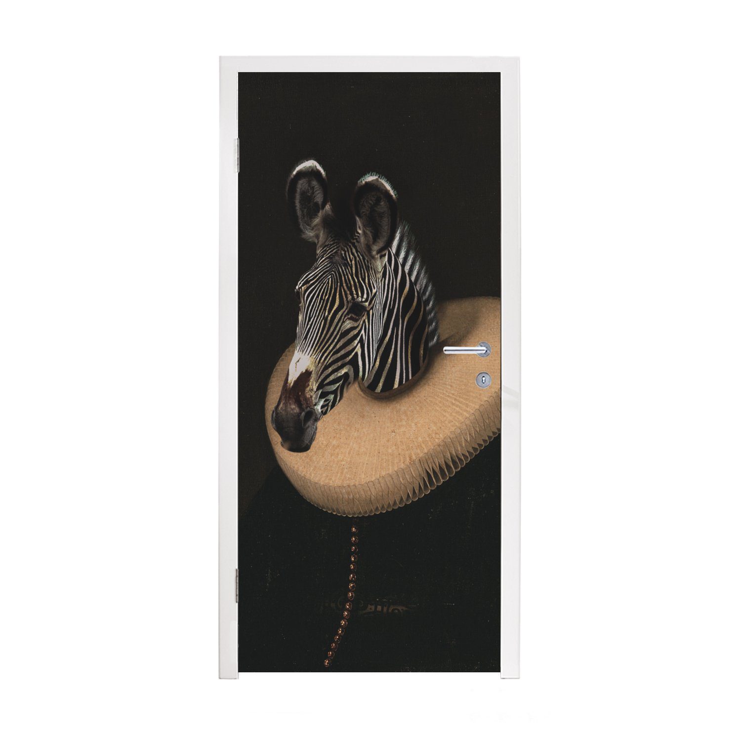 MuchoWow Türtapete Zebra Kunst, (1 Matt, Fototapete für Türaufkleber, 75x205 - Tür, - cm St), Halsband bedruckt