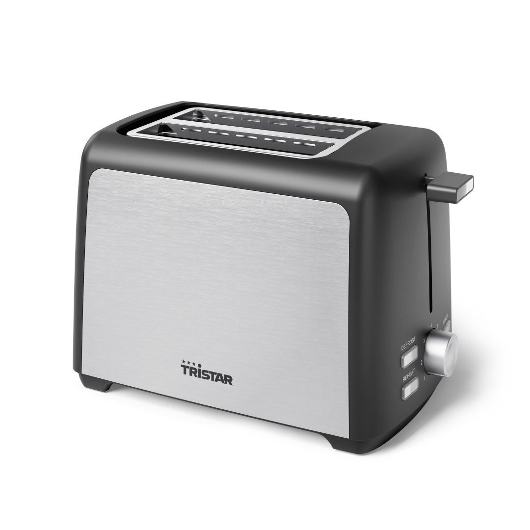Tristar Toaster Tristar BR-1058 Edelstahl-Toaster – 7 Bräunungsstufen – 2 Schlitze, 2 kurze Schlitze, für 2 Scheiben, 800 W, Edelstahldesign, Krümelschublade, 7-Stufig