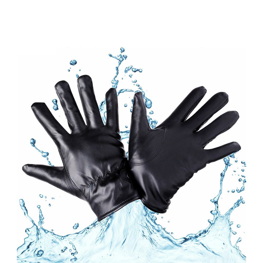 LAPA Handschuhe mit Herren PU-Leder Fleece Warm Winterhandschuhe (Paar) Autofahrer Leder HOME Touchscreen Handschuhe Leatherette Lederhandschuhe