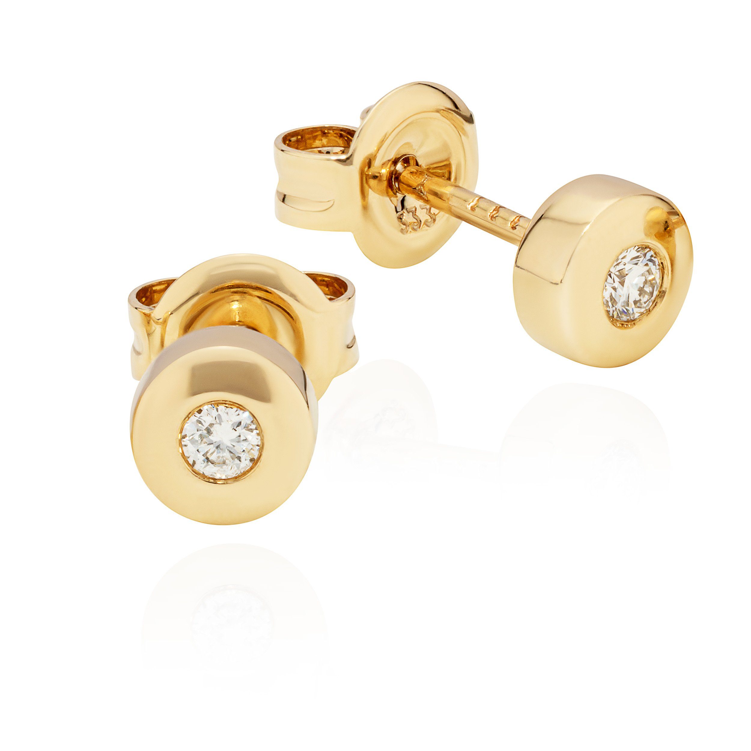 NKlaus Paar Ohrstecker Paar Ohrstecker 5mm rund 333 Gelb Gold Brilliant 0,06 ct W/Si Diamant