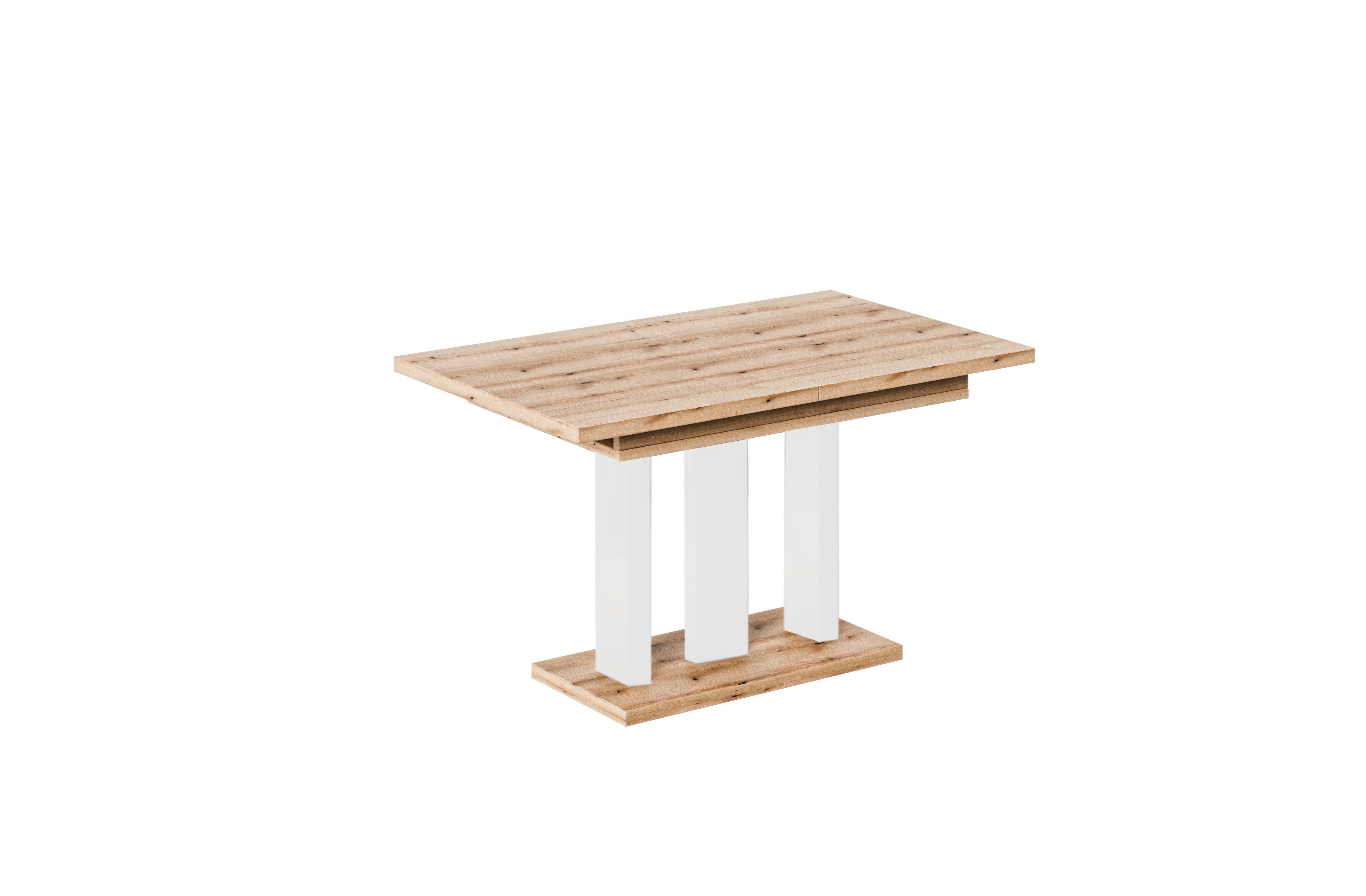 Endo-Moebel Säulen-Esstisch "Appia White" 130-210cm ausziehbar erweiterbar, günstig online kaufen