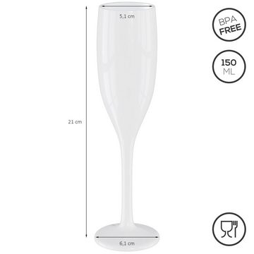 Wellgro Glas Sektgläser Set 150 ml Kunststoff weiß