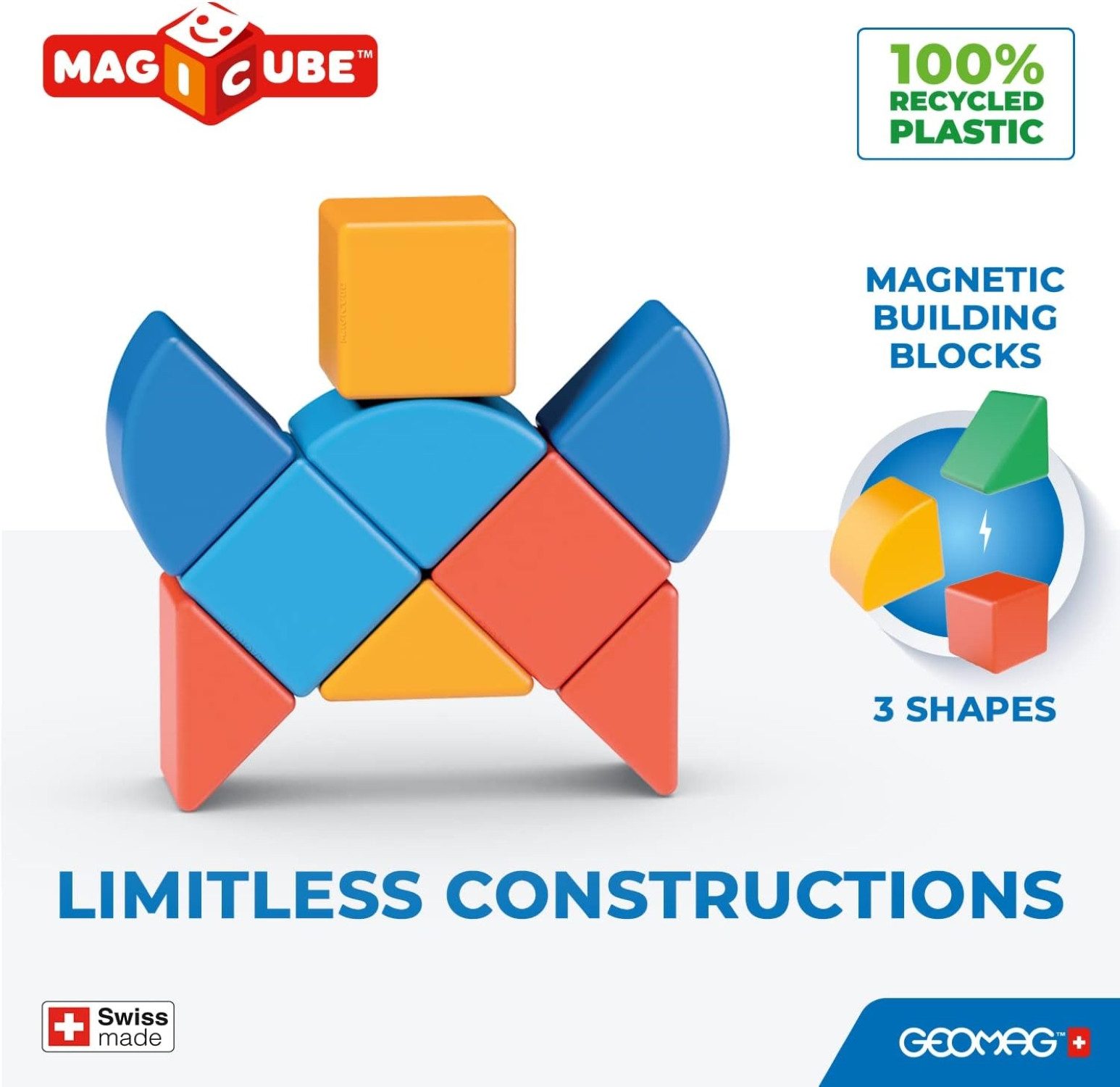 Geomag™ Lernspielzeug MAGICUBE - 9 Magnetische Bausteine. Baue ein Tier (9-St), Magnetische Bausteine – Bild 4 von 5