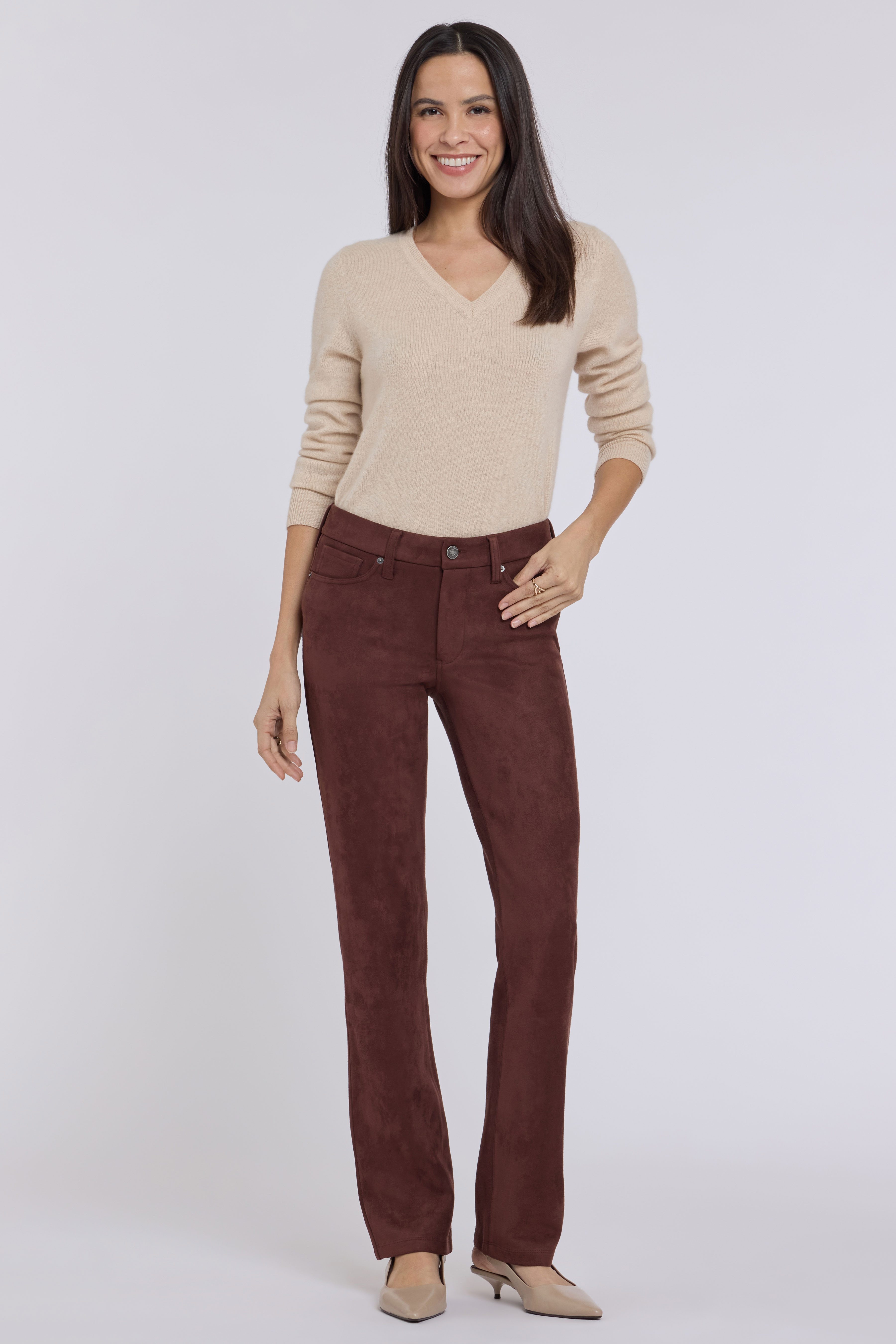 NYDJ Straight-Jeans Marilyn Straight Hose aus Velourslederimitat – Sculpt-Her™ Kollektion