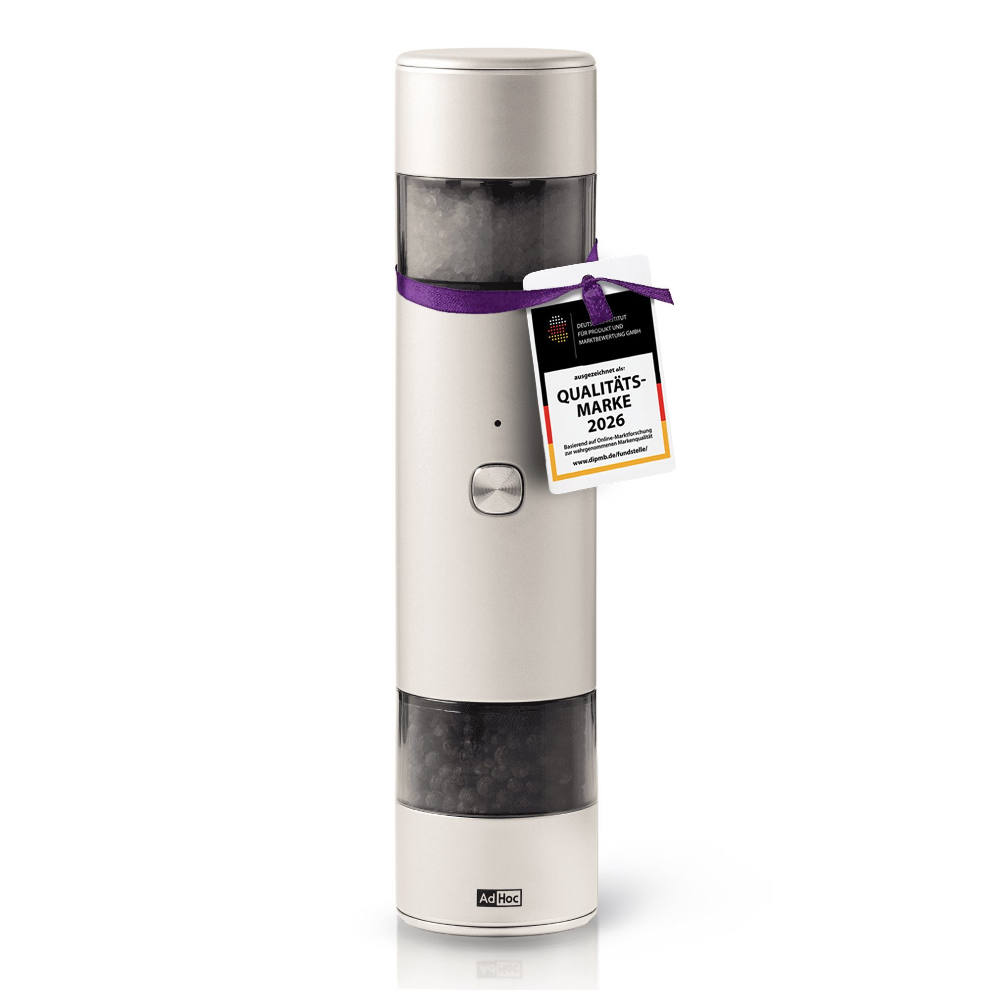 AdHoc Salz-/Pfeffermühle i.Mill Duo Akku, CeraCut® Ceramic-Mahlwerk, GravitySwitch-Automatik, SilentDrive-Motor