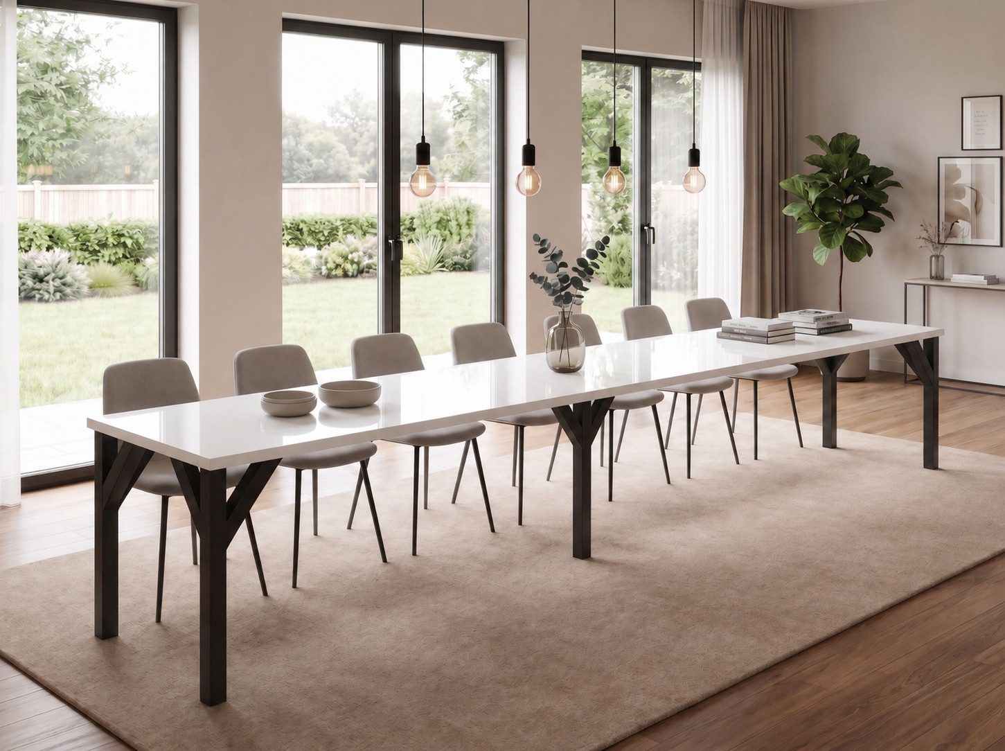 Endo-Moebel Kulissen-Esstisch XXL Dunaj 130-405cm ausziehbar erweiterbar extra groß 4m lang (1 Tisch), für 10-12 Personen, breit, riesiger Designtisch, Funktionstisch modern
