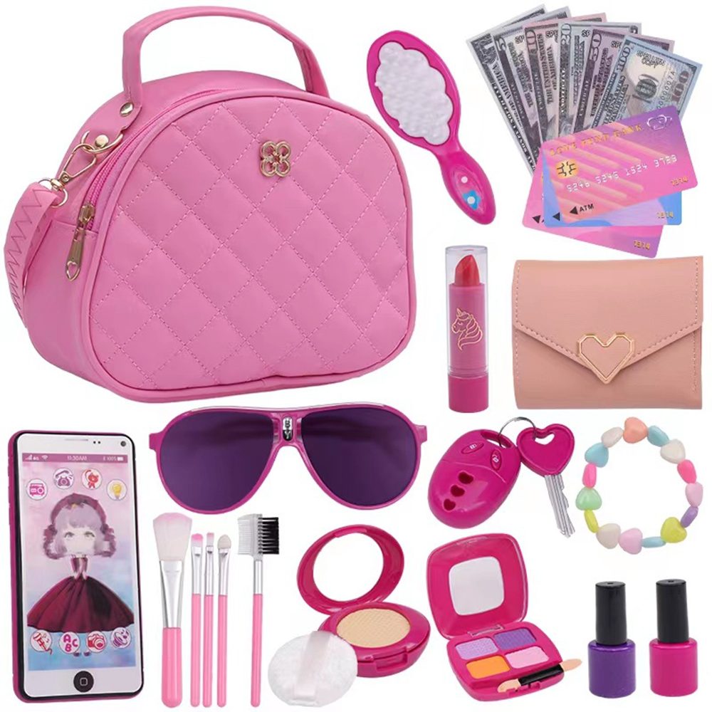 CLTYQ Kreativset Kinder Handtasche, Prinzessinnen Tasche mit Spielzeug Schminke, Weihnachten Geburtstagsgeschenk Mädchen 3 4 5 6 7 8 Jahre