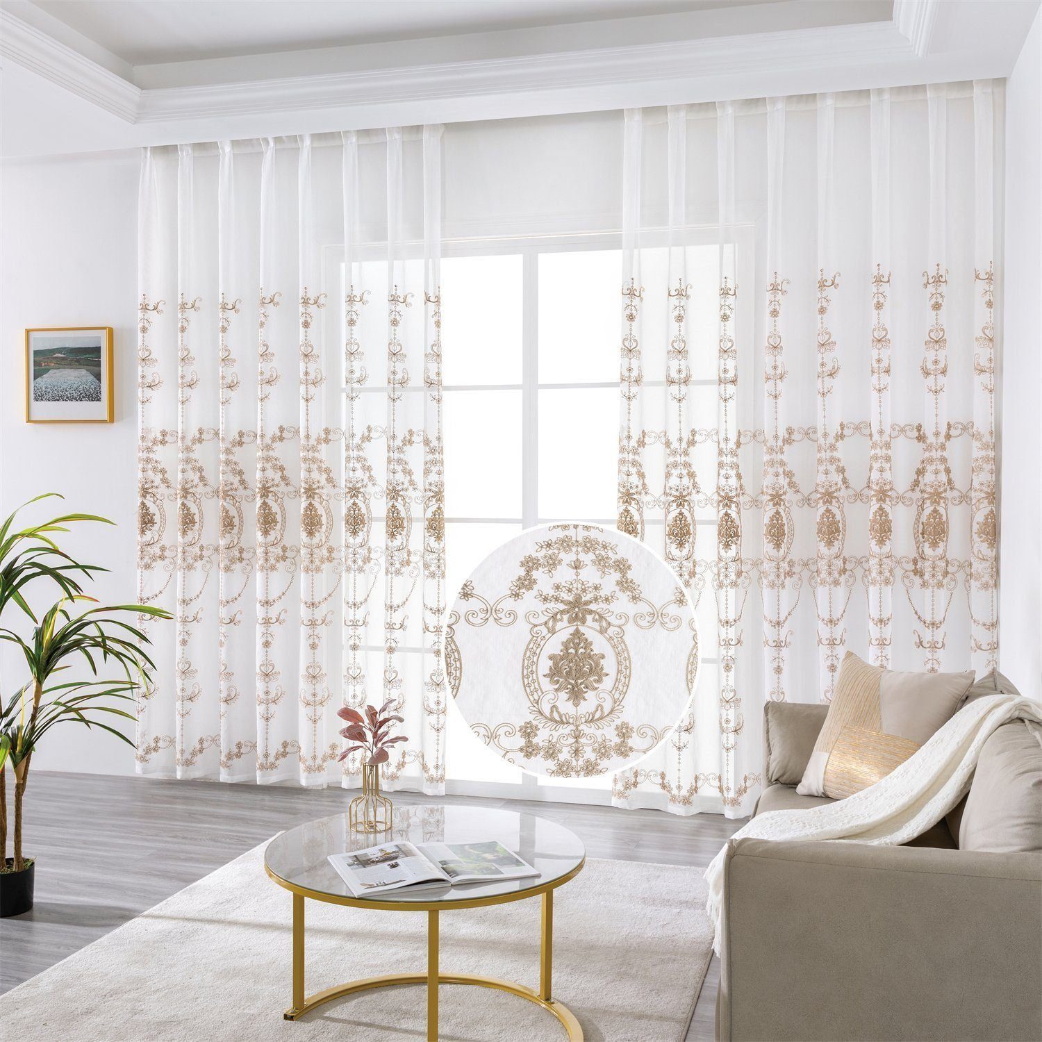 BYSURE Vorhang Blumen Stickerei Vorhänge (2 St), Ösen, transparent, Voile, günstig online kaufen